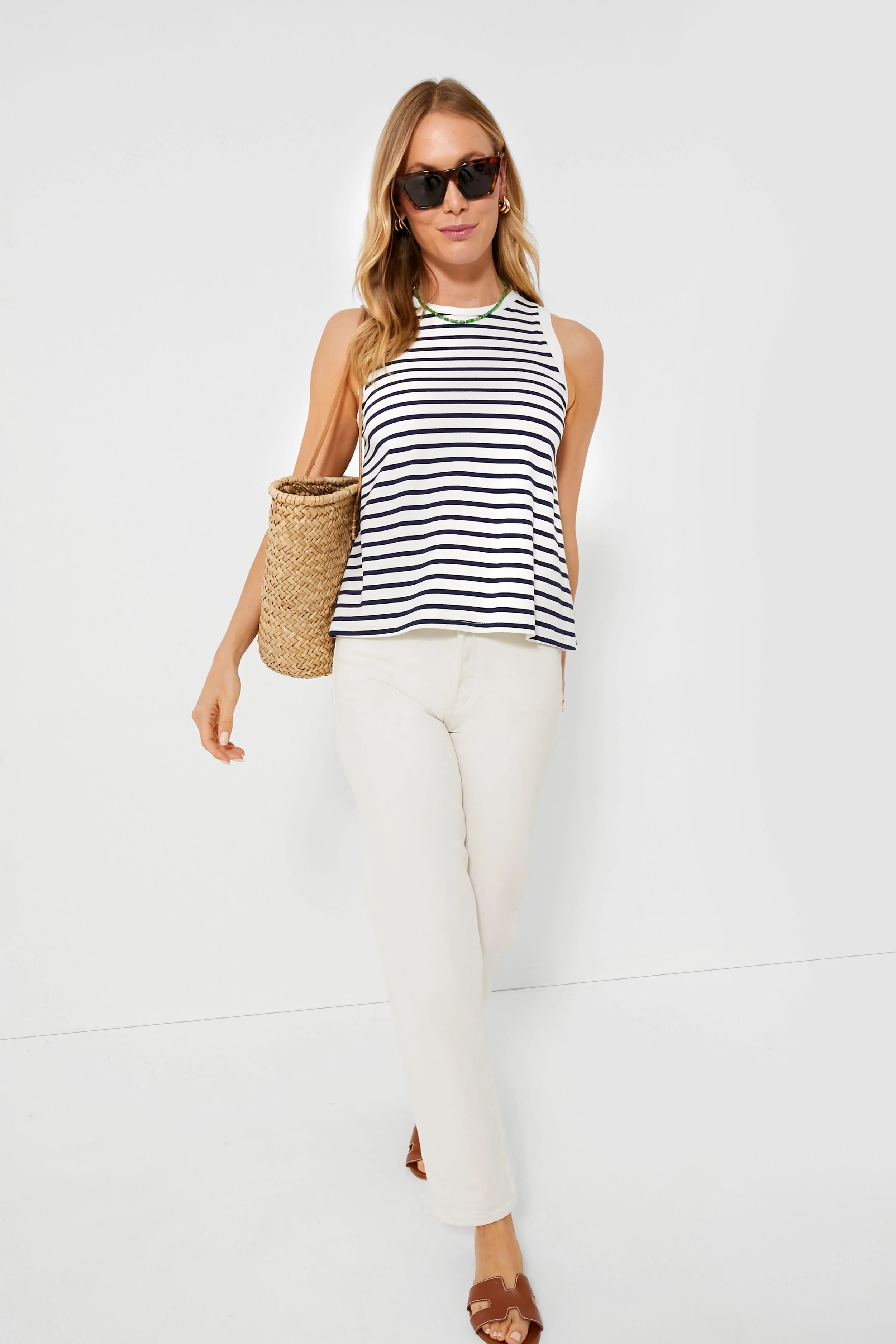 Navy Stripe Anthos Cotton Tank - Image 6