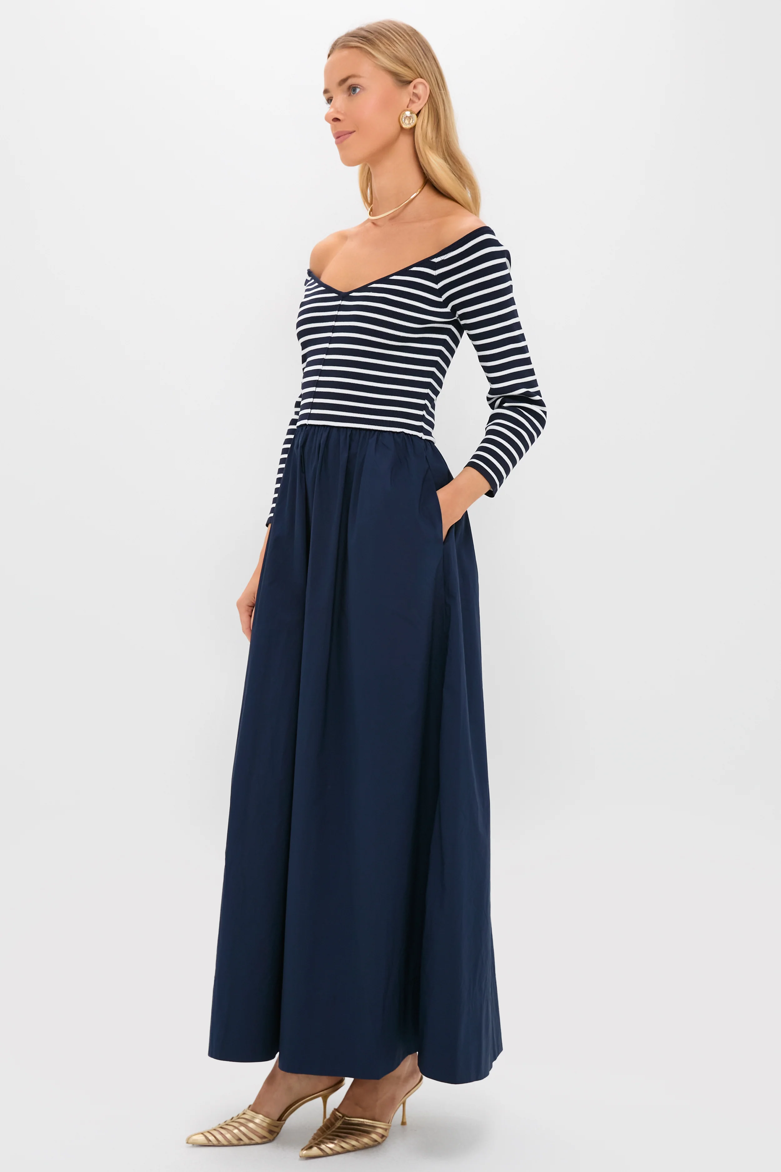Navy Stripe Clea Dress - Image 3