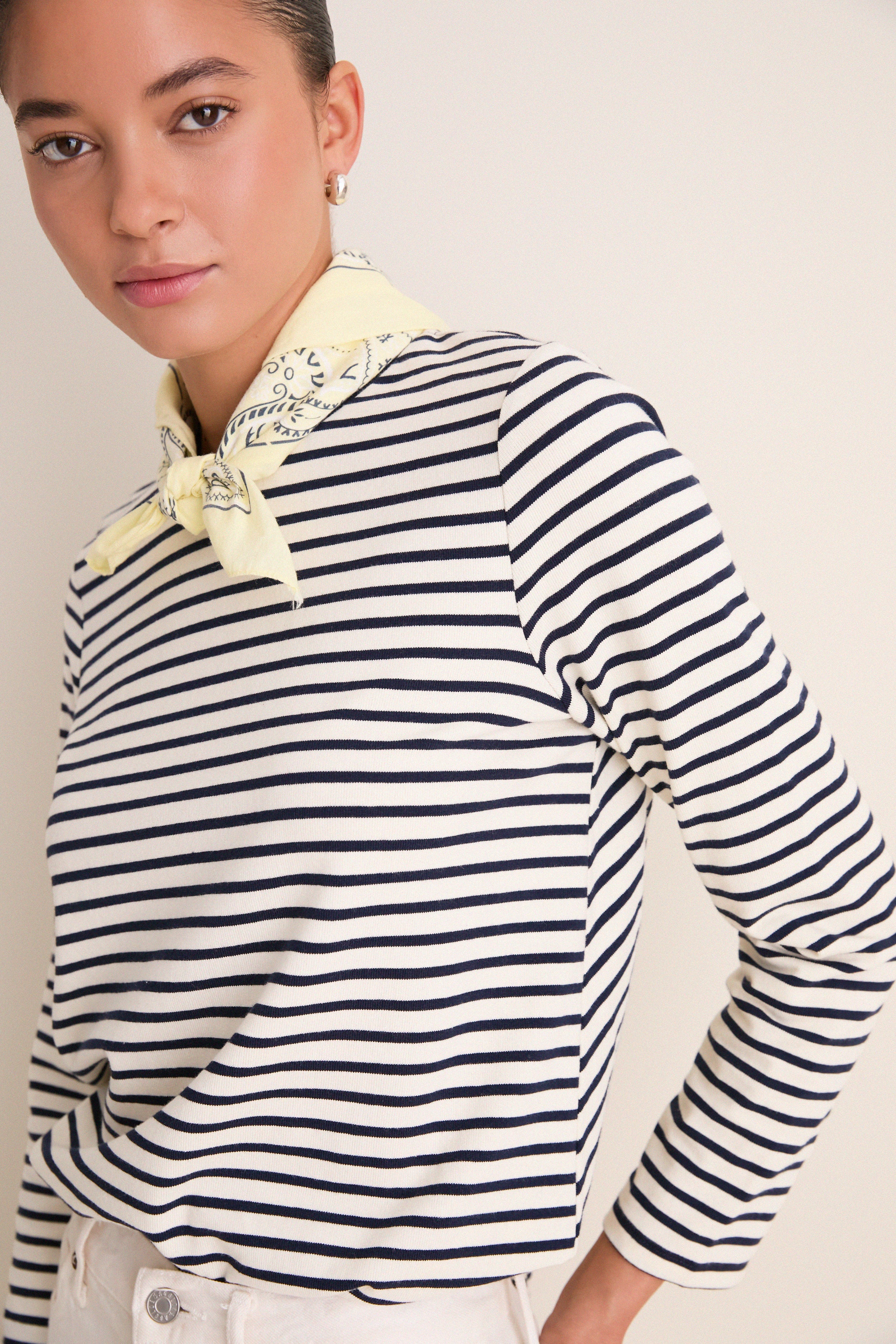 Navy Striped Knit Popover - Image 5