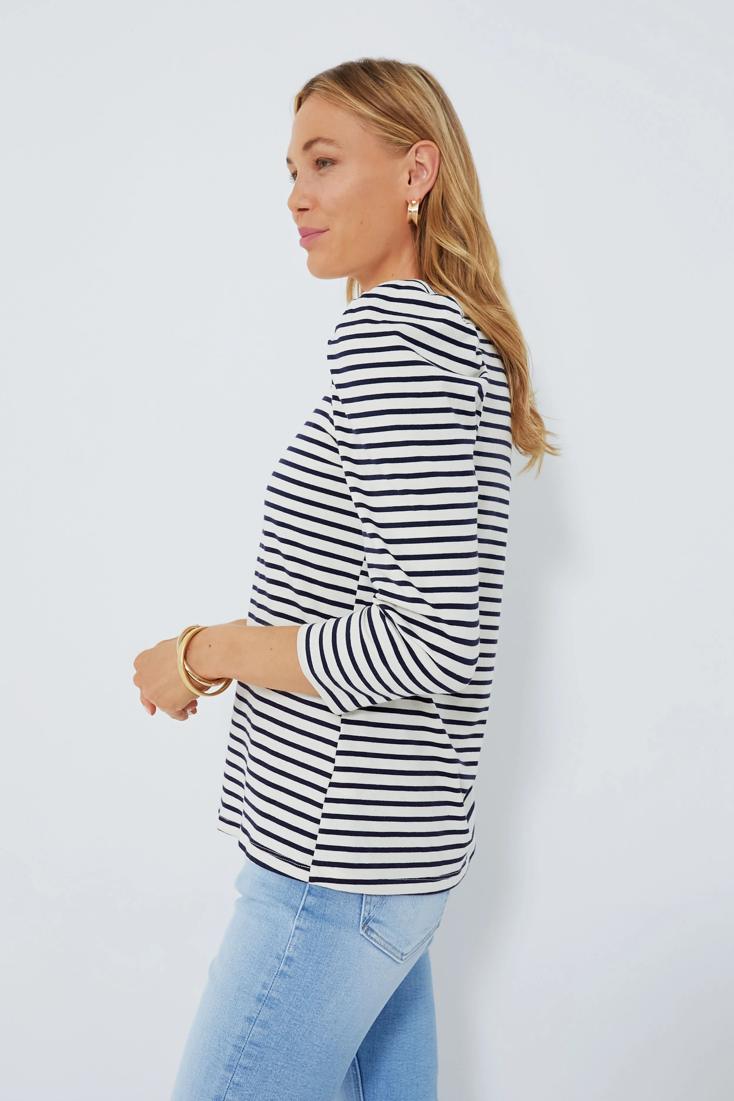 Navy Striped Vesty Long Sleeve Crewneck - Image 3