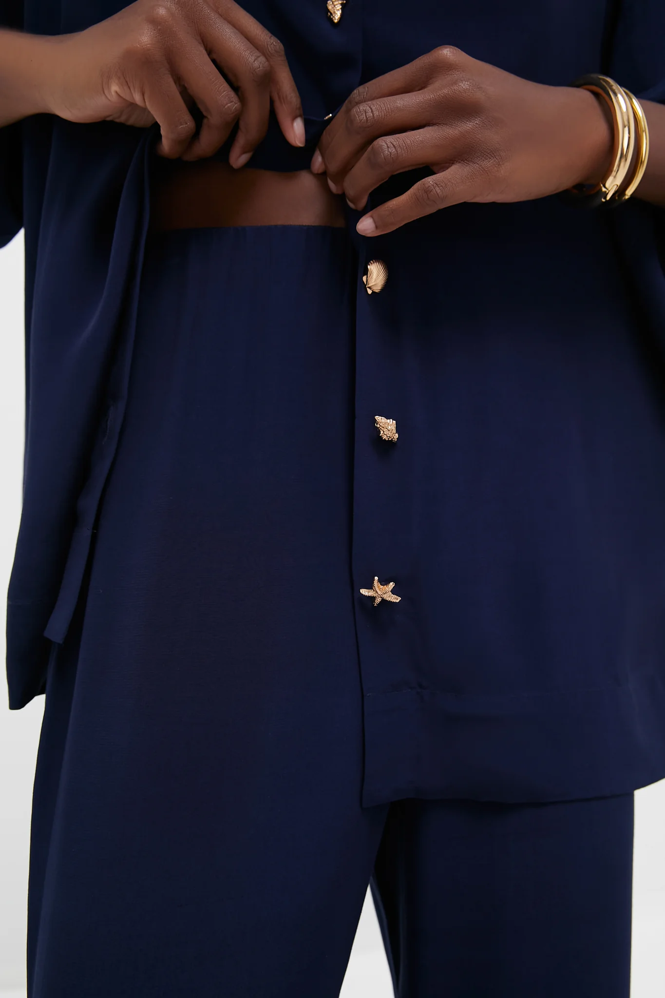 Navy Viscose Charmeuse Moore Wide Leg Pant - Image 5