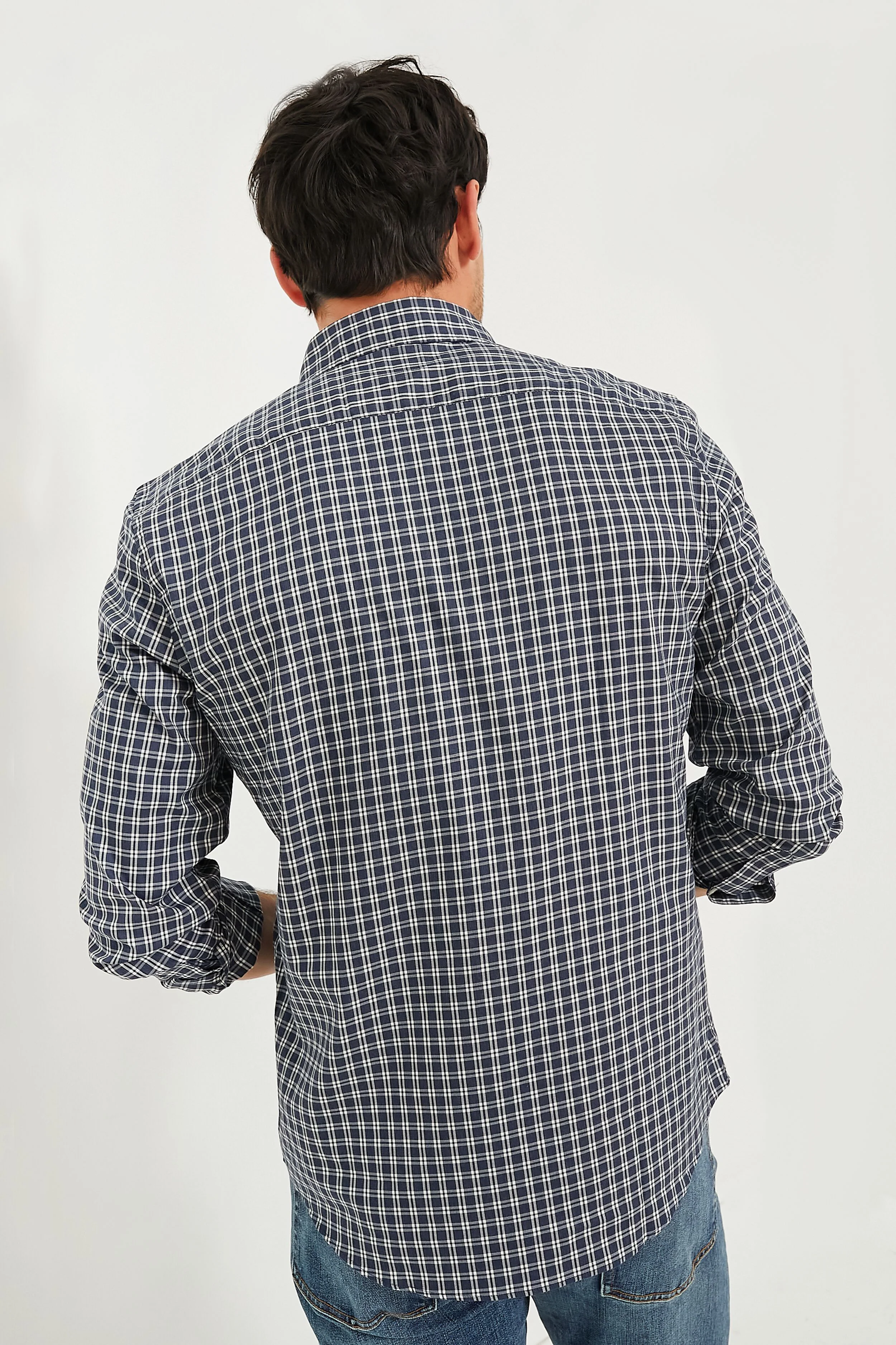 Navy White Check Movement Shirt - Image 4