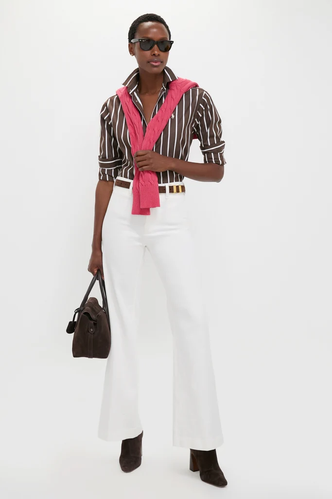 Nevis Cotton Twill Woven Standard Flare Pants - Image 2