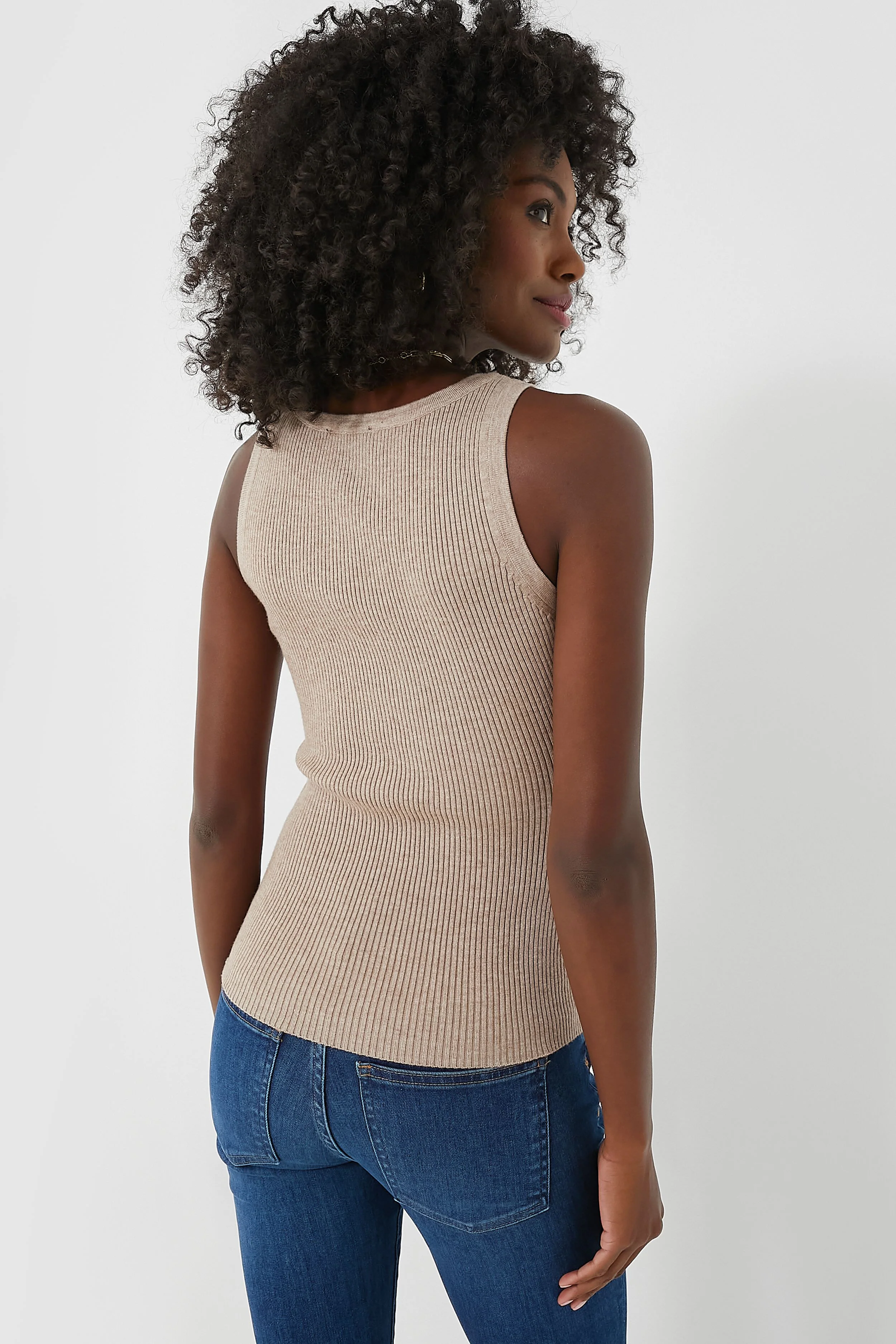 Oat Shelby Rib Knit Tank - Image 4