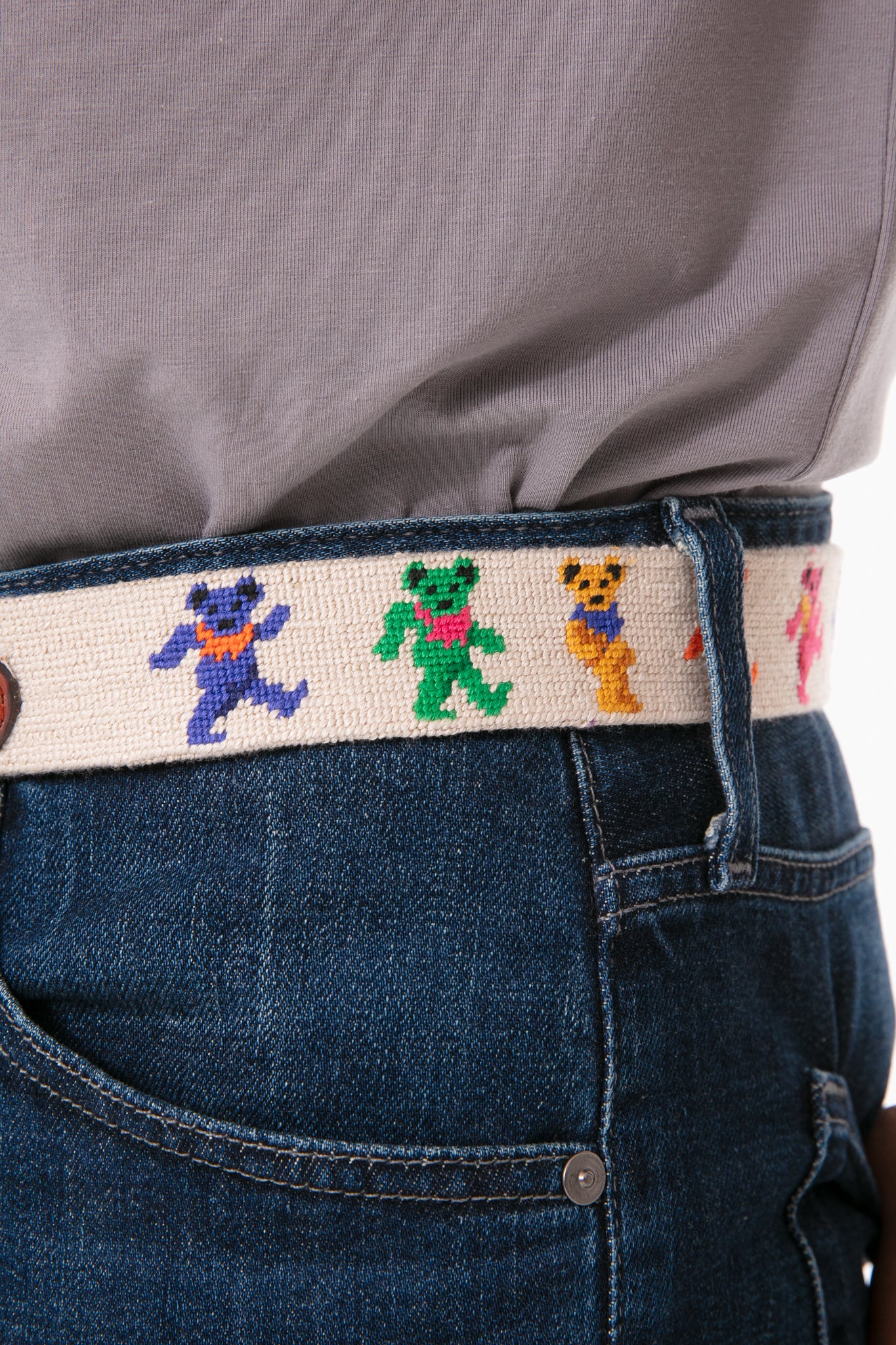 Oatmeal Dancing Bears Needlepoint Belt - Image 2