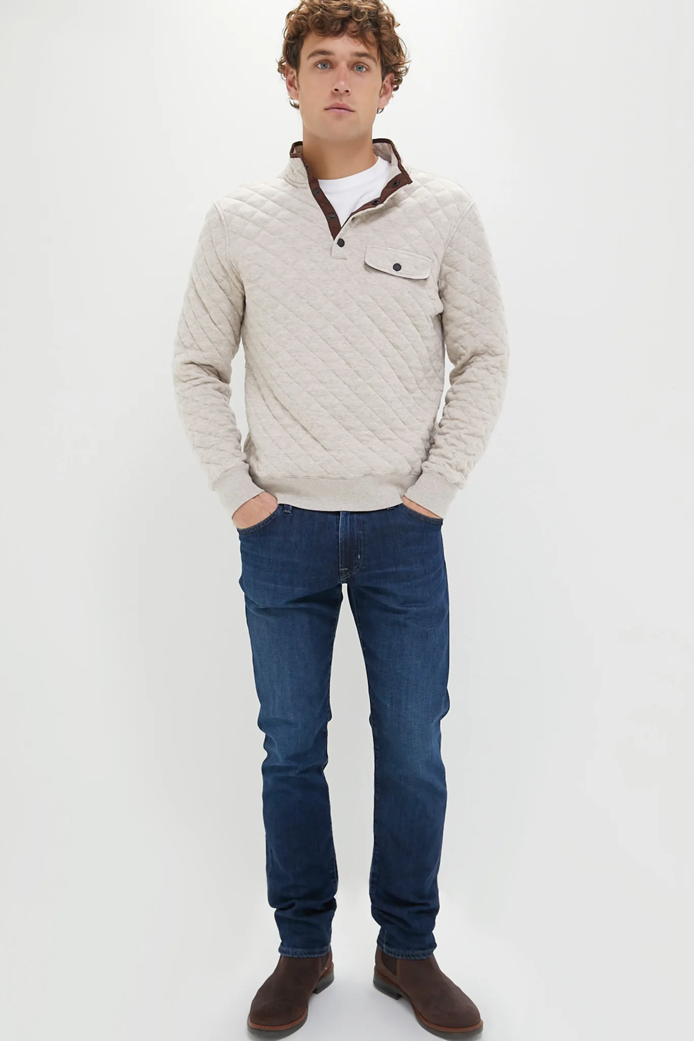 Oatmeal Melange Epic Quilted Fleece Pullover - Image 2