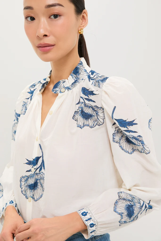 Off-White Annabel Indigo Poppy Shirt - Image 5