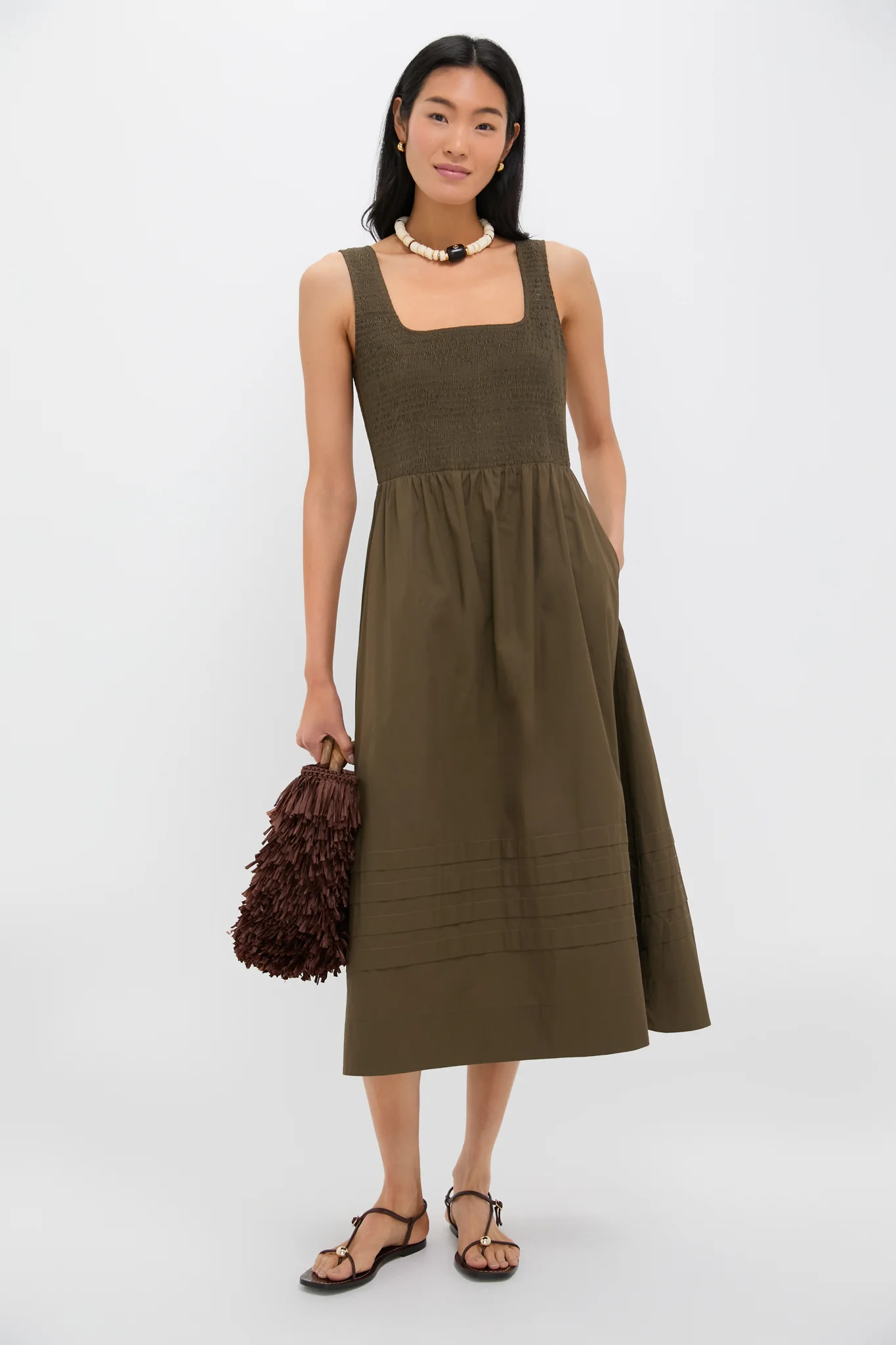 Olive Cotton Tiernan Dress - Image 3