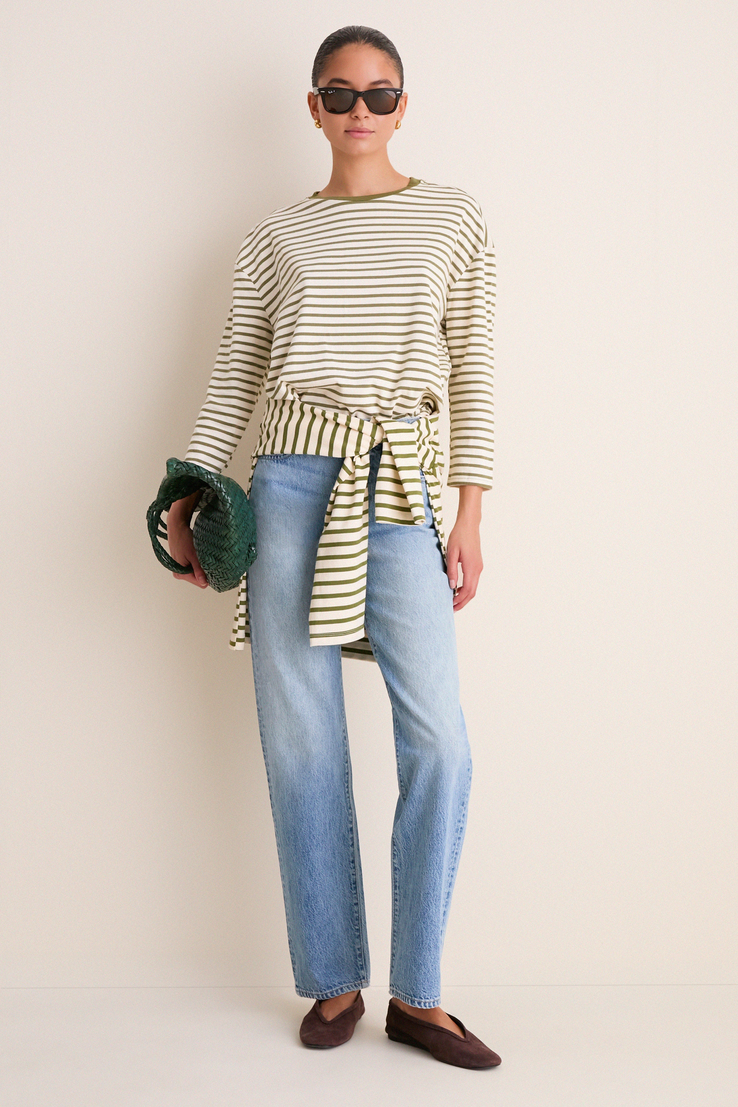 Olive Striped Knit Popover - Image 2