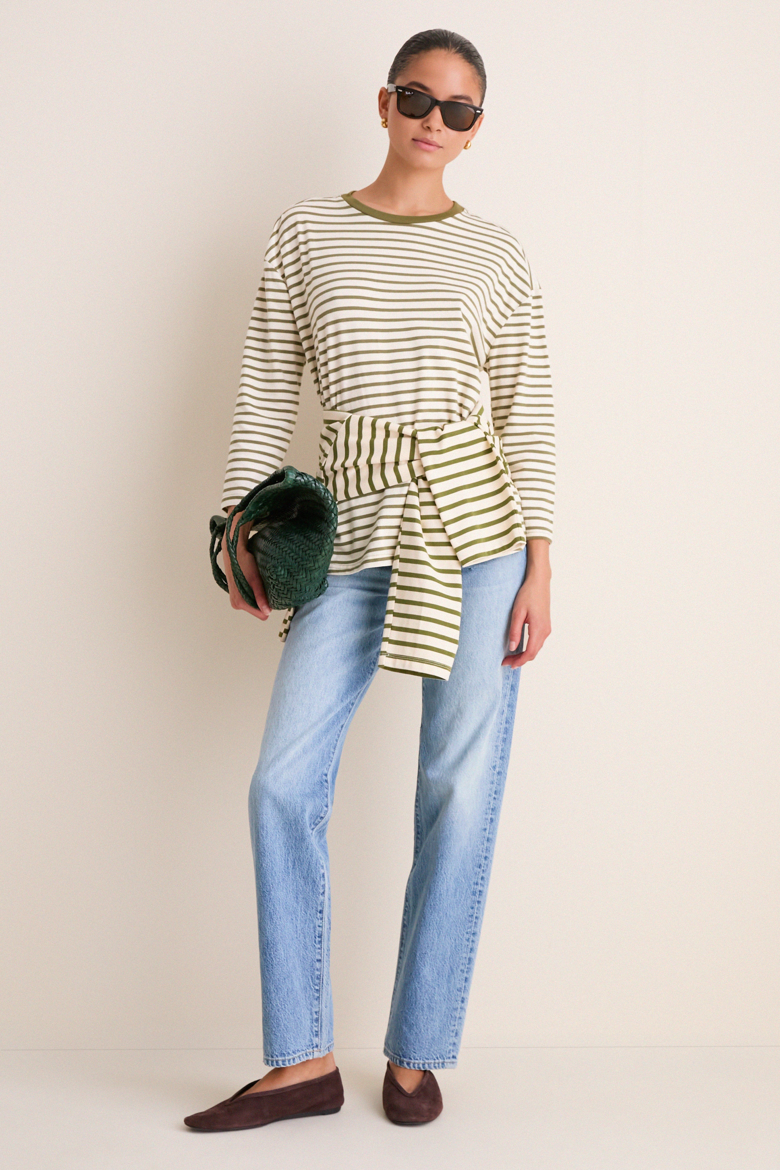 Olive Striped Knit Popover - Image 6
