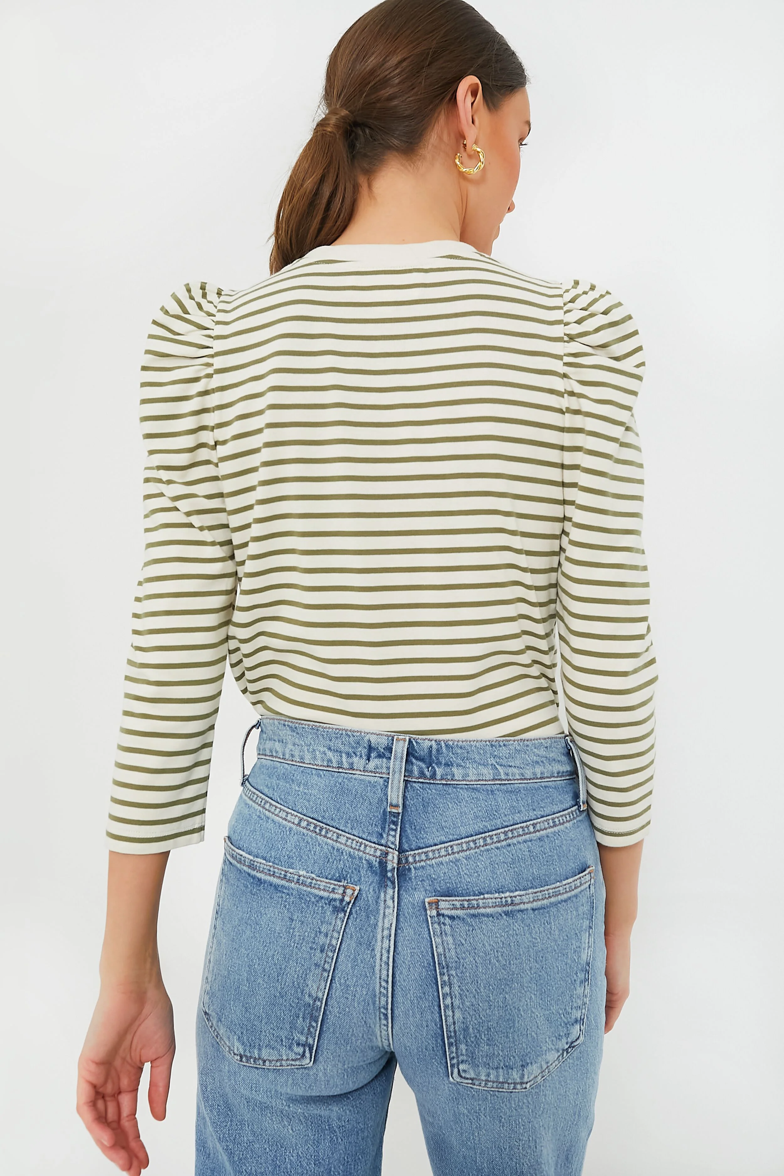 Olive Striped Vesty Long Sleeve Crewneck - Image 4