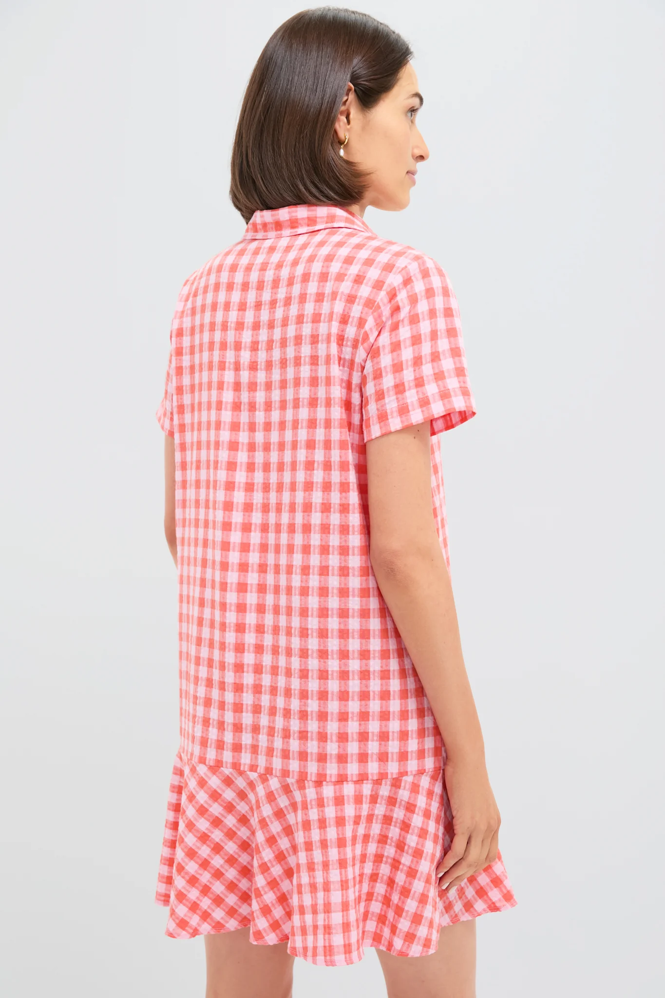 Orange and Pink Seersucker Short Sleeve May Dress - Image 4