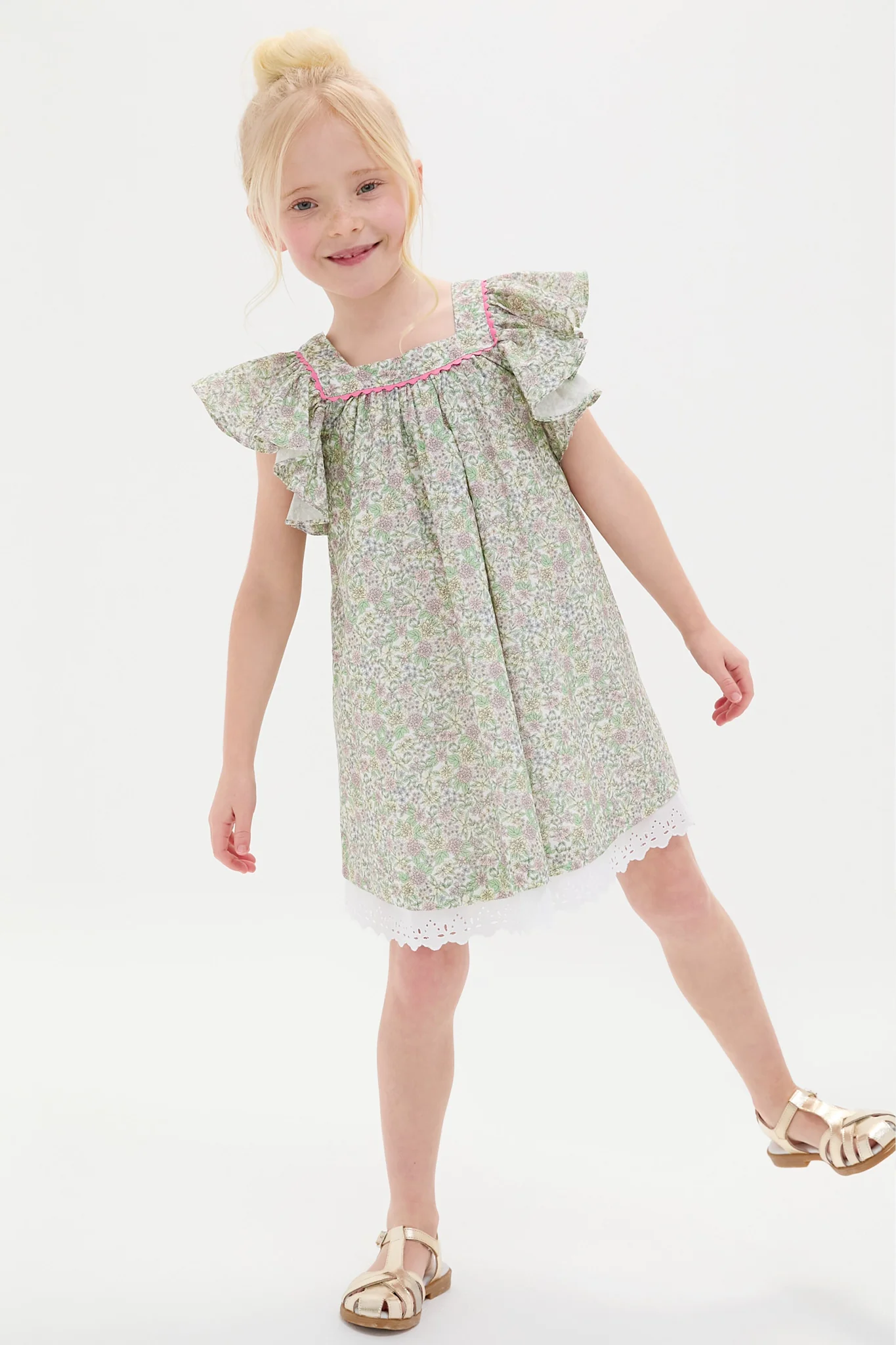 Orange Floral Ocra A-Line Dress - Image 2