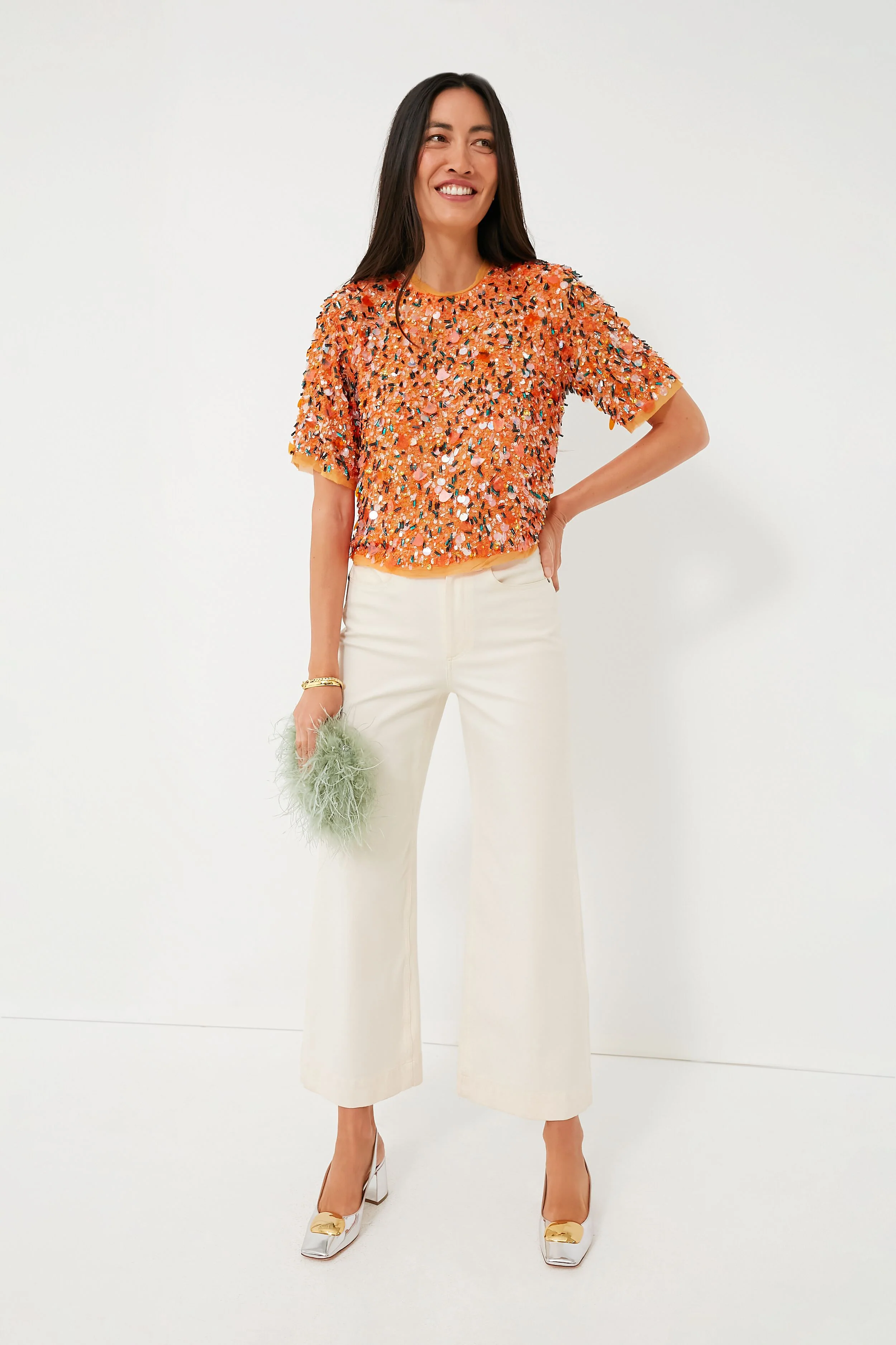 Orange Sequins Shelby Top - Image 2