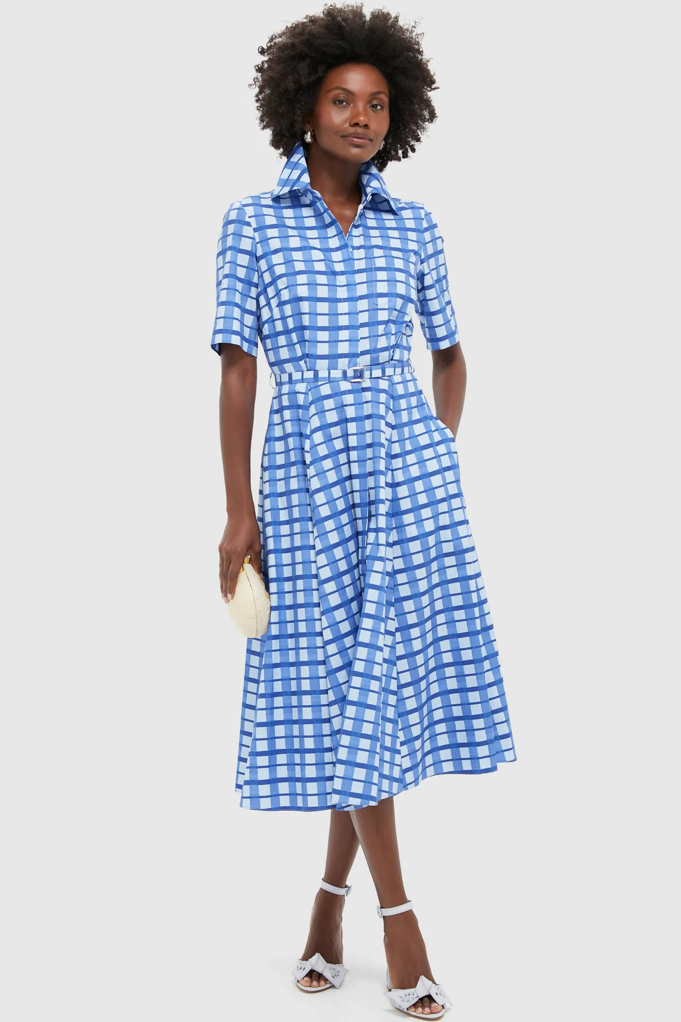 Painted Gingham Blue Rubie Midi Dress - Image 2