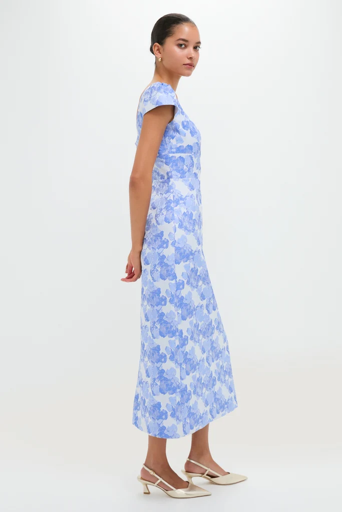Pale Blue Jacquard Archibald Maxi Dress - Image 3