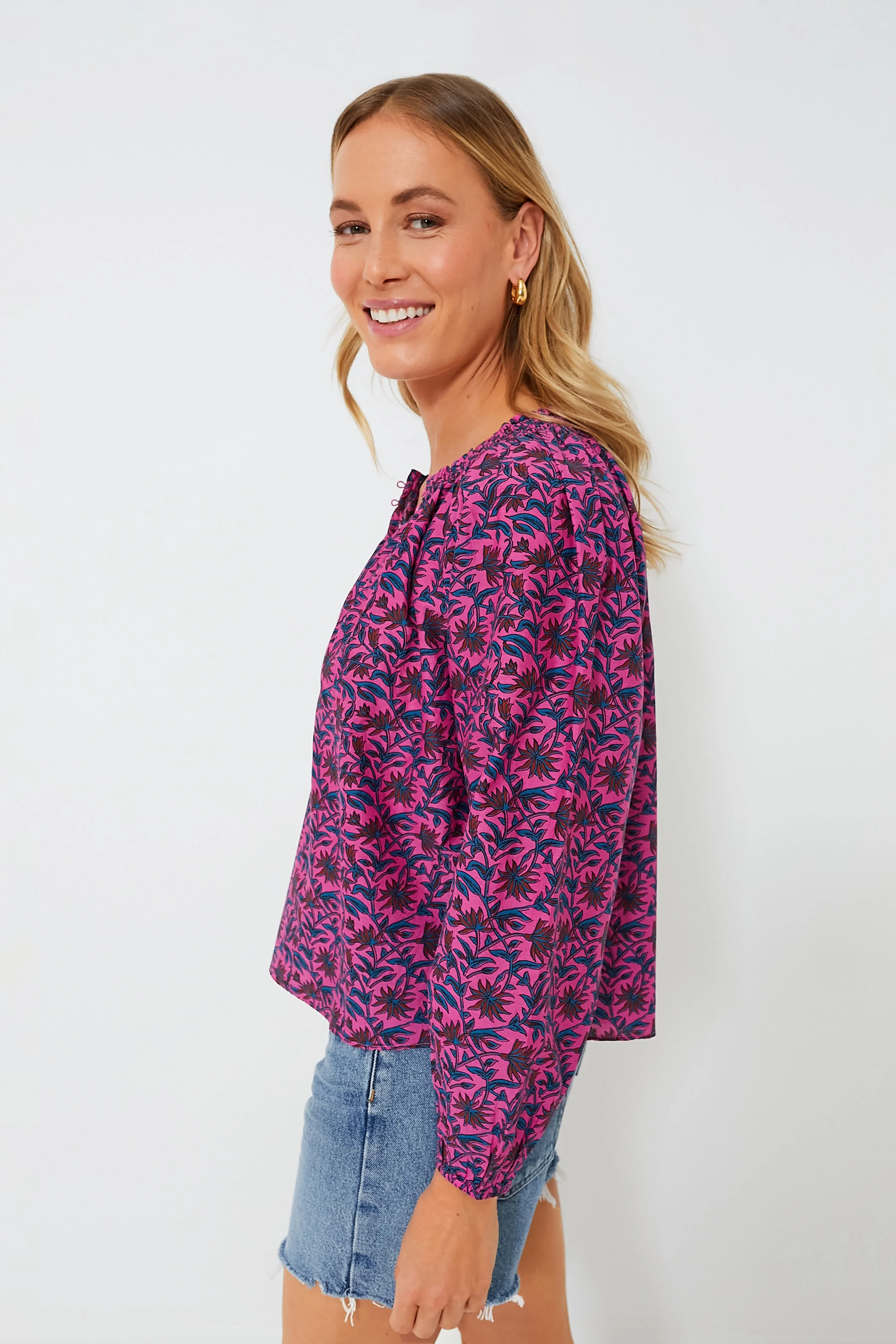 Palm Floral Fuchsia Esparta Top - Image 3