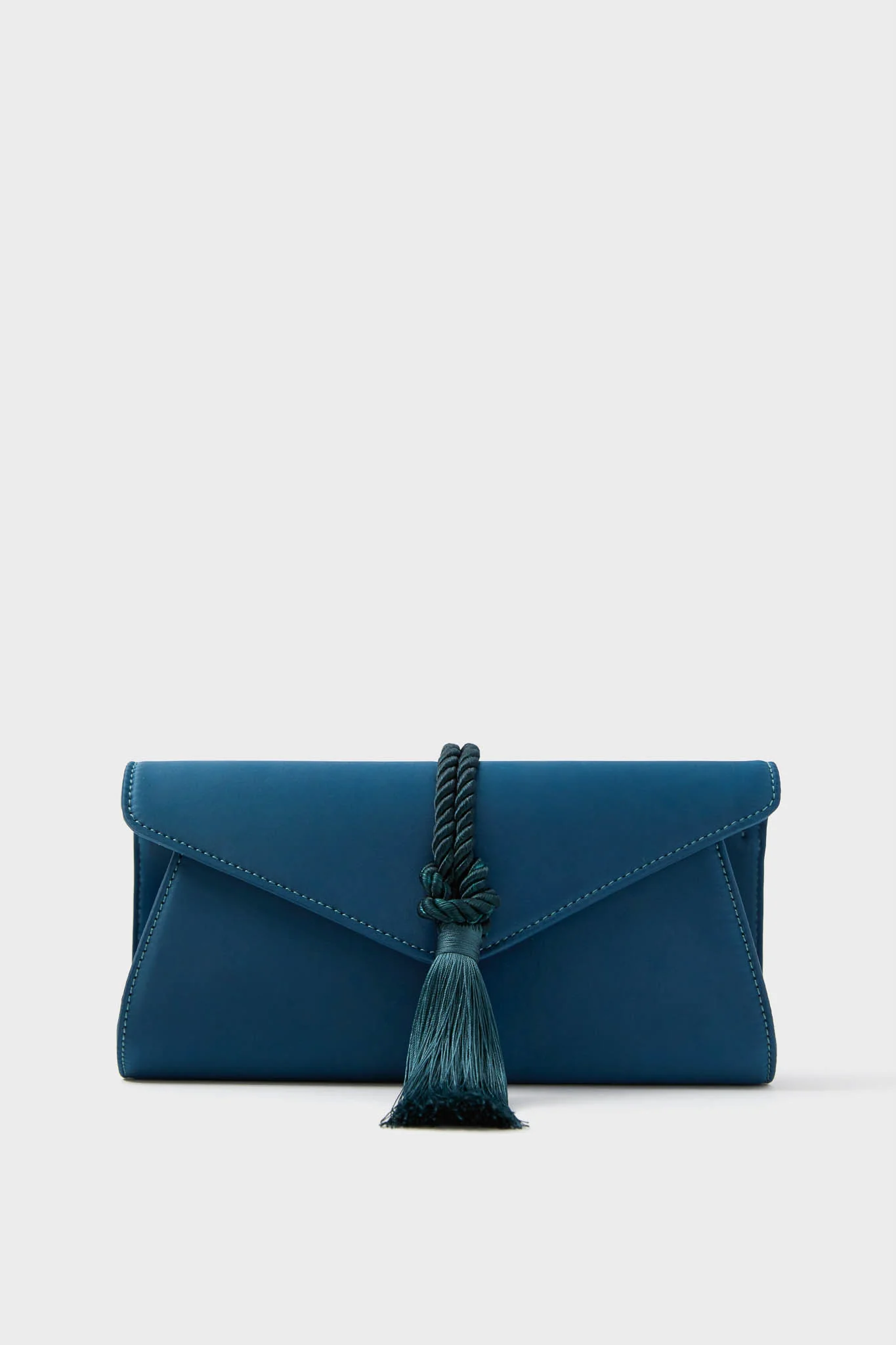 Peacock Blue Satin Gabrielle Clutch