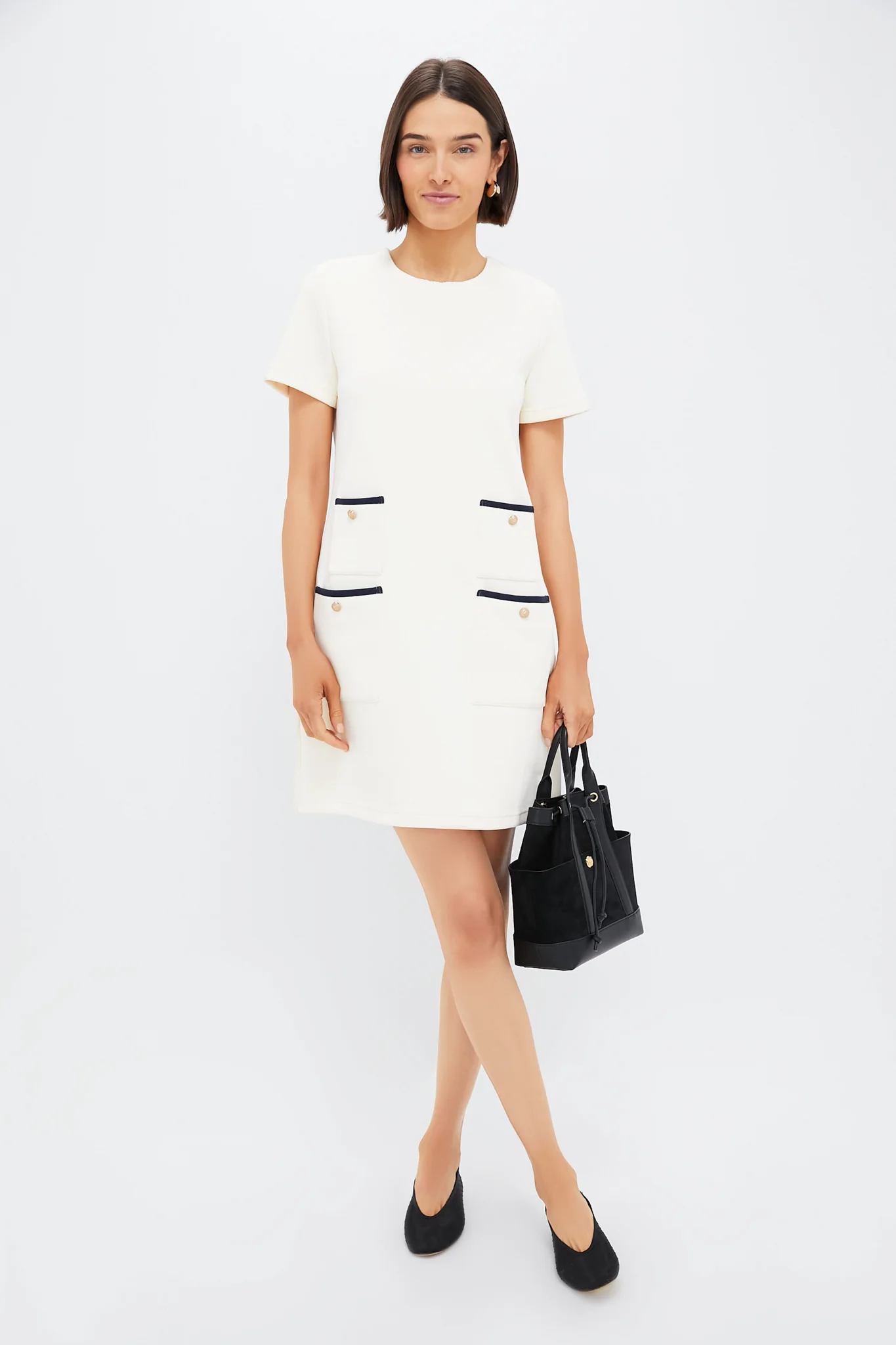 Pearl White Short Sleeve Francoise Dress - Image 2