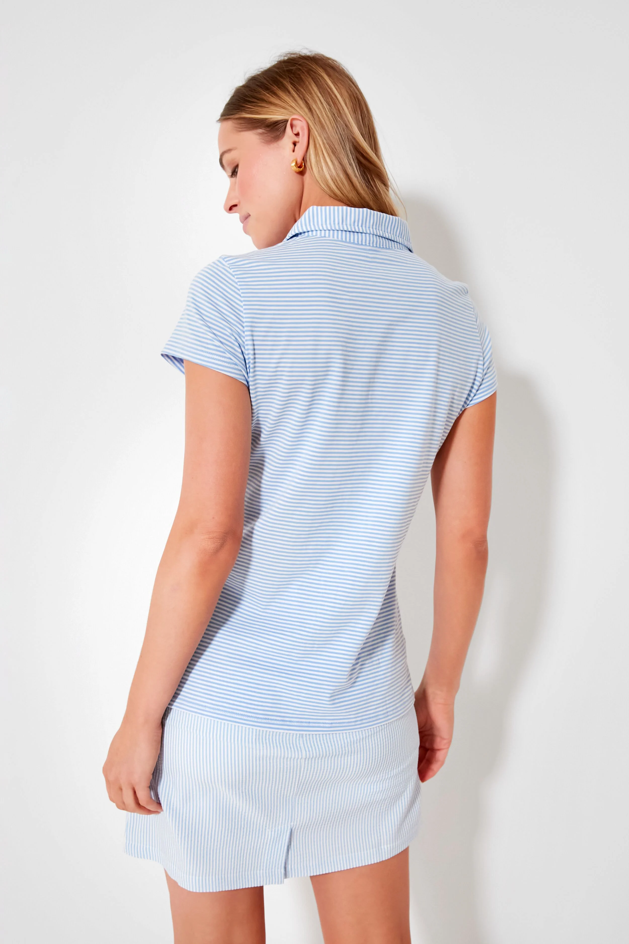 Periwinkle and White Short Sleeve Polo - Image 4