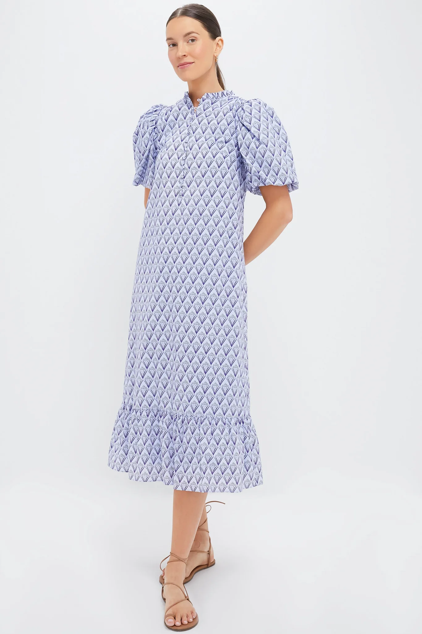 Periwinkle Trellis Floral Mimi Midi Dress - Image 6