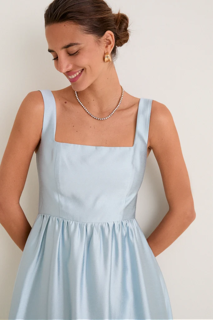 Pewter Blue Dupioni Esme Dress - Image 5