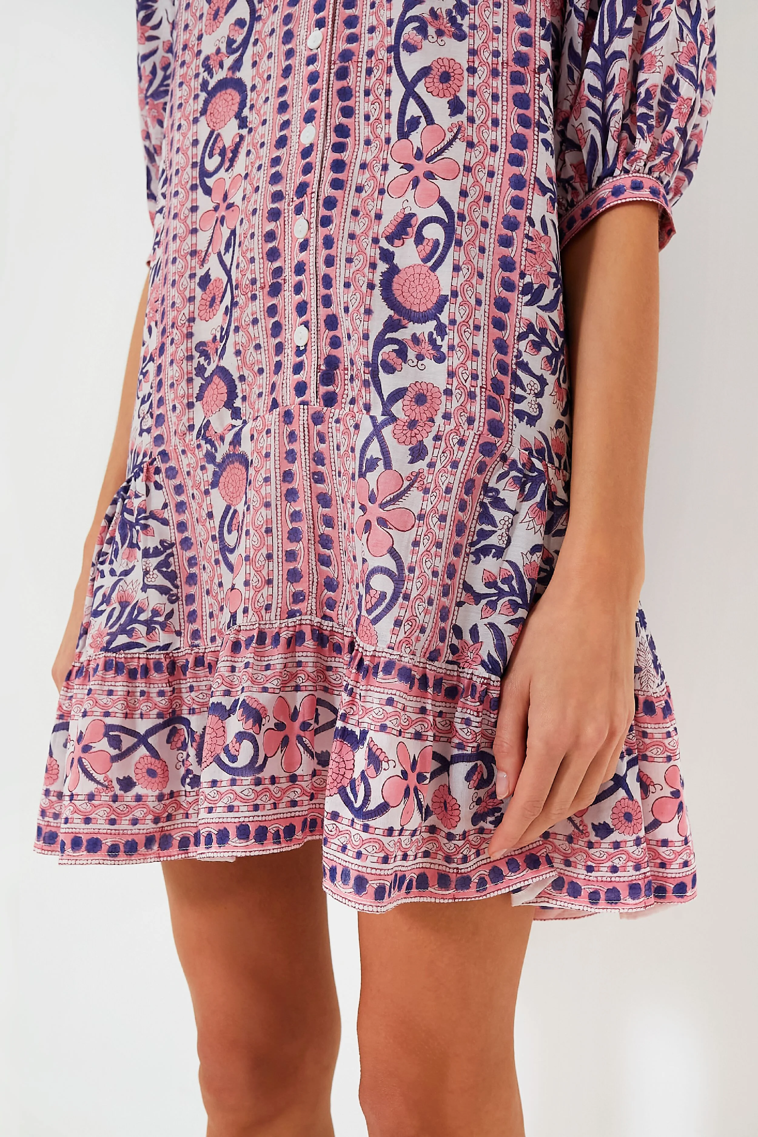 Pink and Navy Floral Piper Mini Dress - Image 5