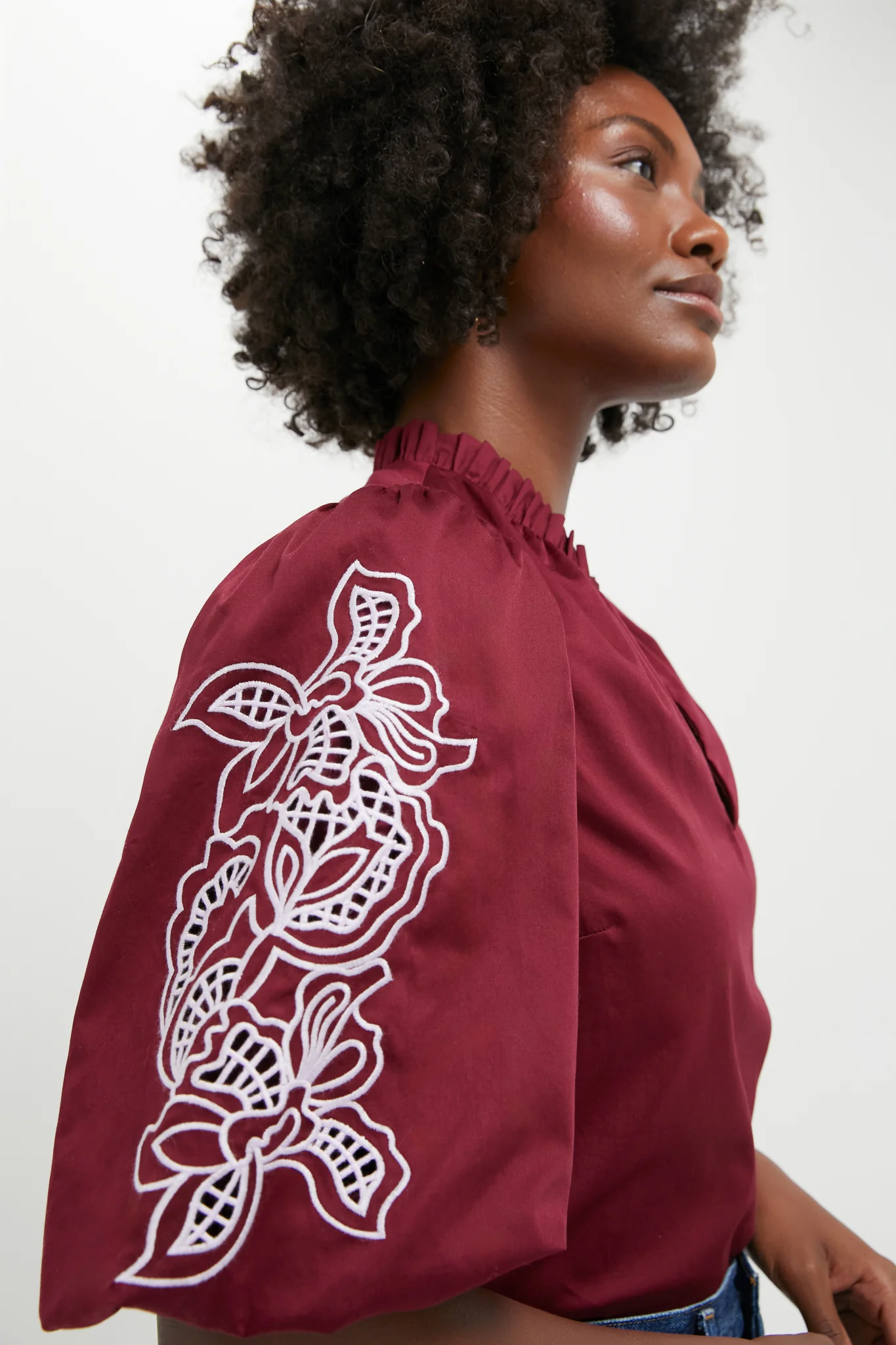 Plum with Lilac Embroidery Floria Blouse - Image 2