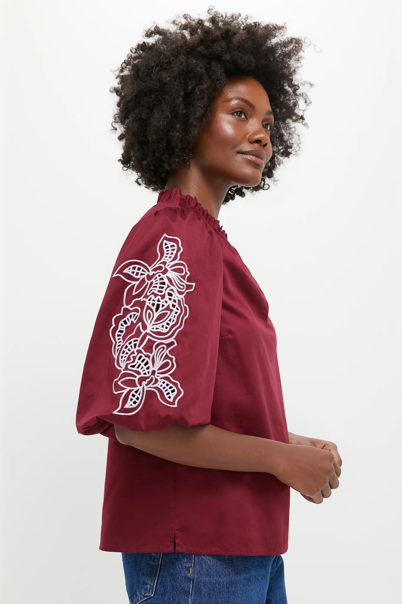 Plum with Lilac Embroidery Floria Blouse - Image 3