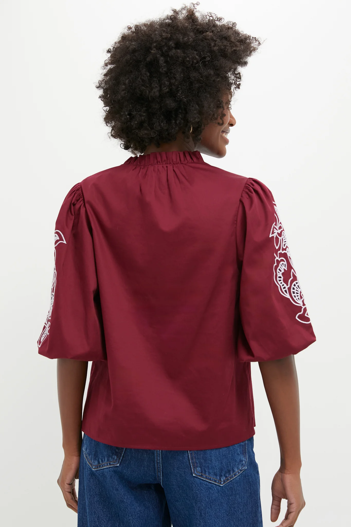 Plum with Lilac Embroidery Floria Blouse - Image 4