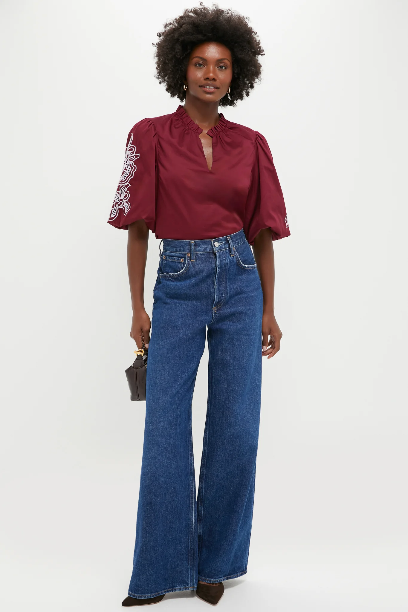 Plum with Lilac Embroidery Floria Blouse - Image 5