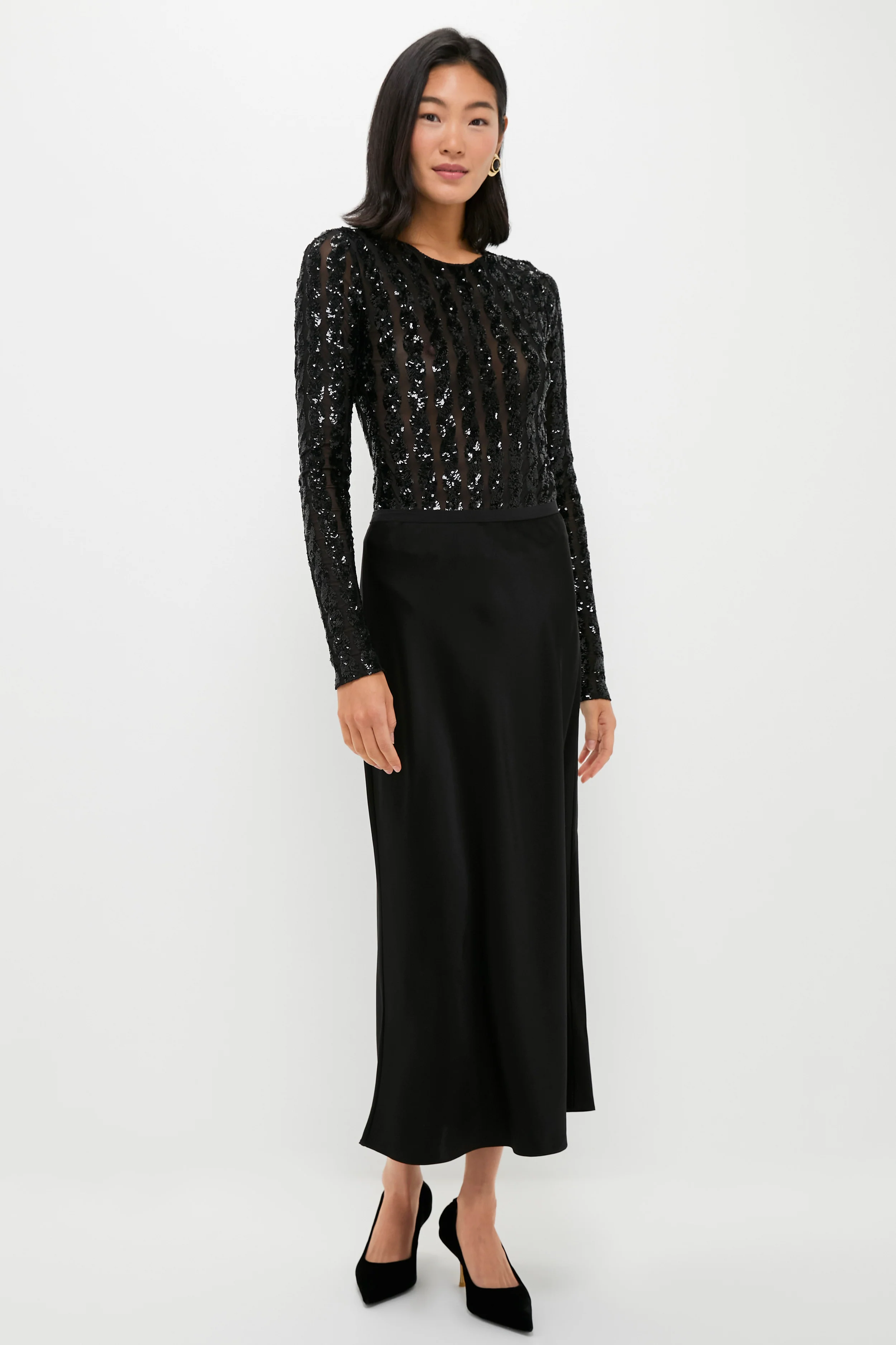 Polo Black Satin Midi Skirt - Image 6