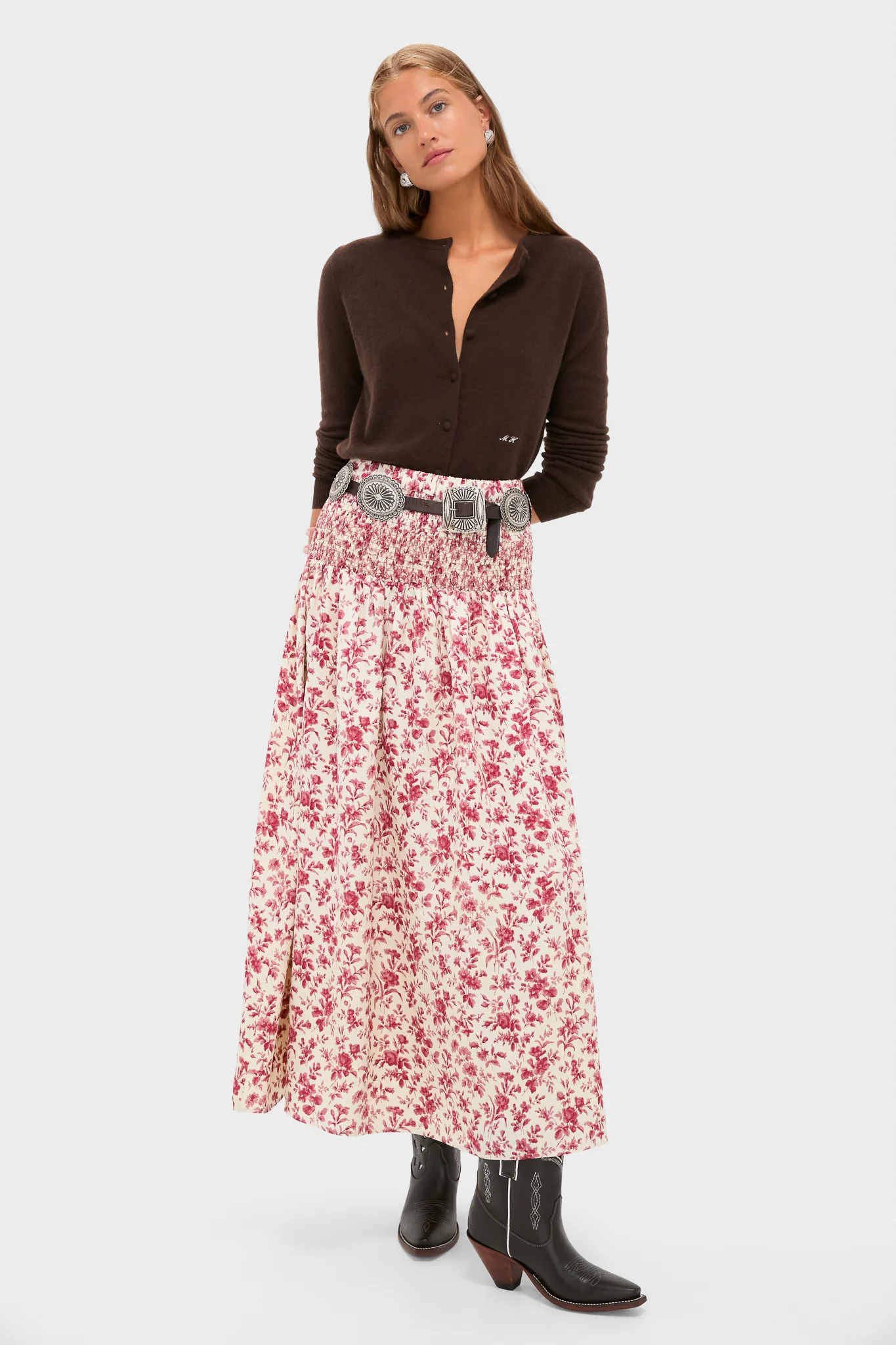 Pomegranate Bloom Smocked Benson Skirt - Image 6