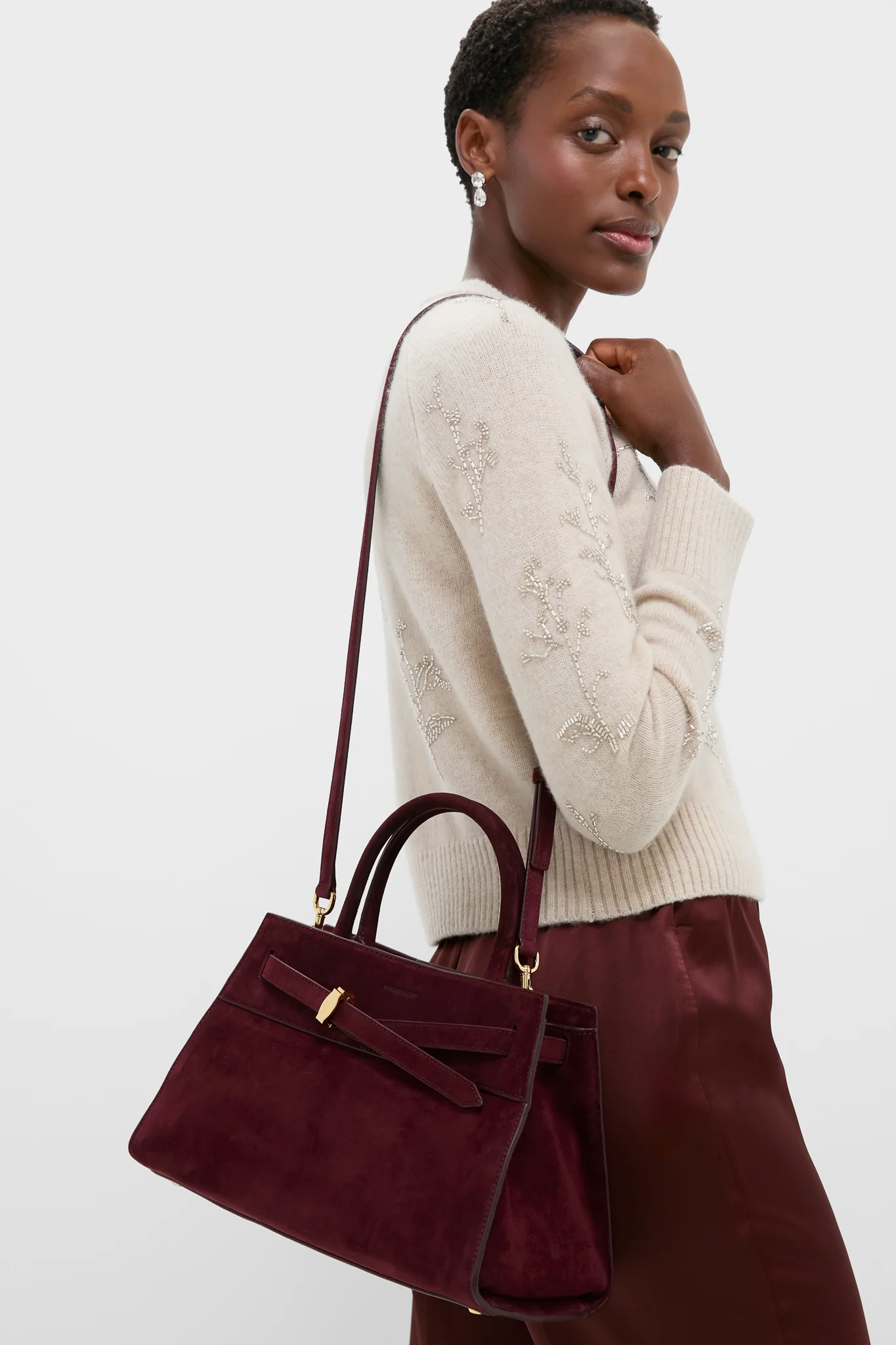 Raisin Suede Veronica Beard Dash Bag - Image 2
