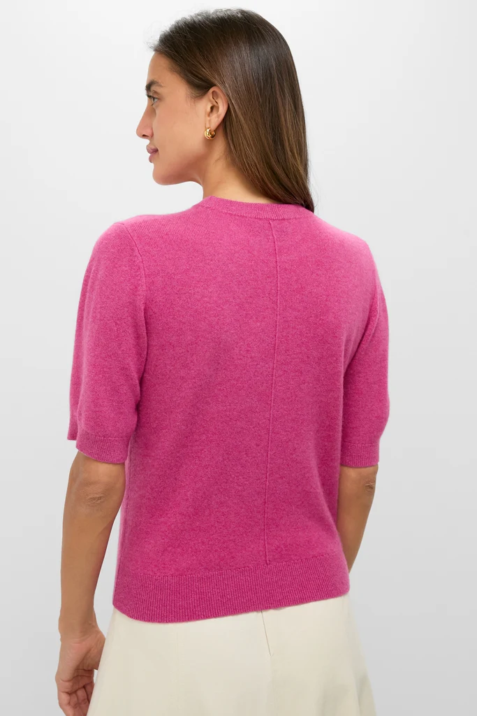 Raspberry Cashmere Short Sleeve Noemie Sweater - Image 4