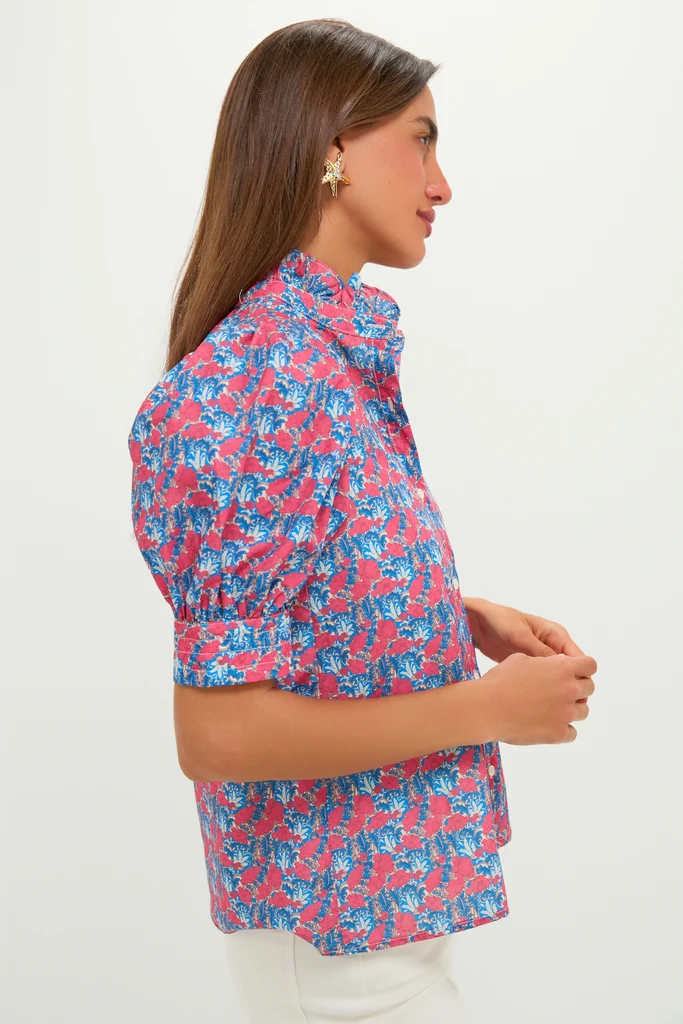 Red & Blue Floral Louisa Blouse - Image 3