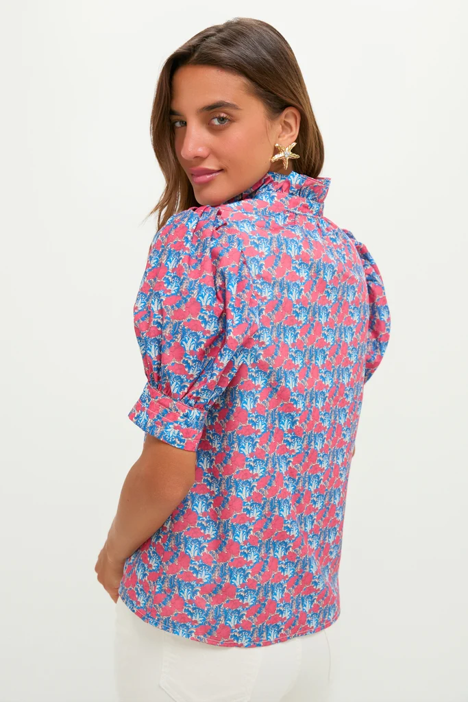 Red & Blue Floral Louisa Blouse - Image 4