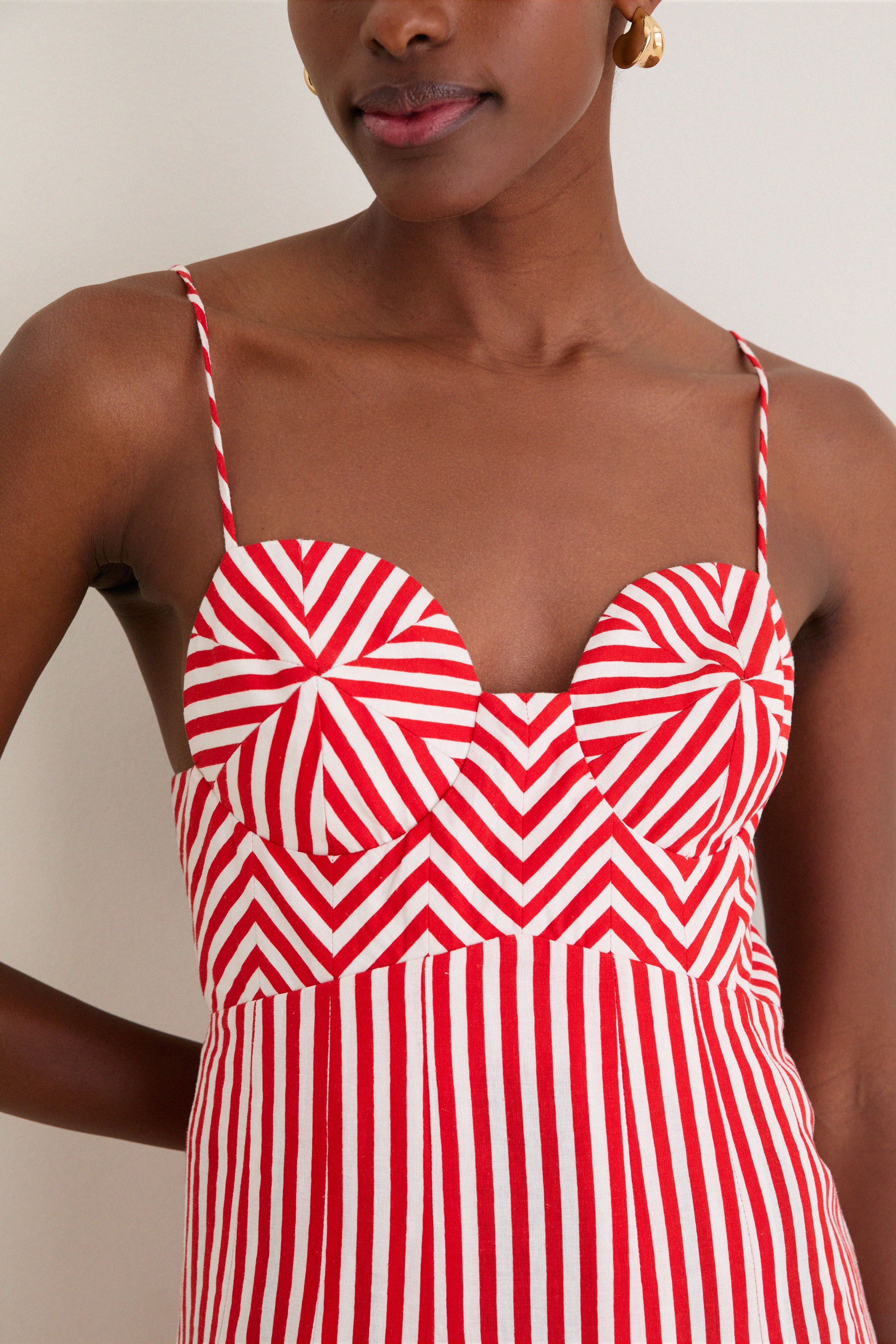 Red Checkered Stripes Maxi Dress - Image 6