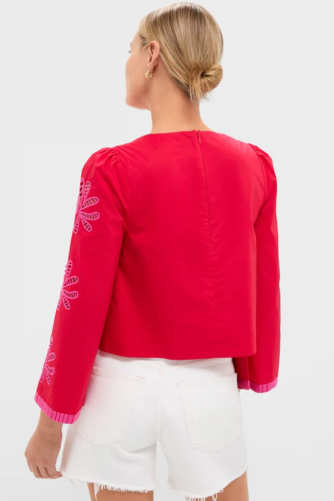 Red & Pink Embroidered Atlantic Blouse - Image 4