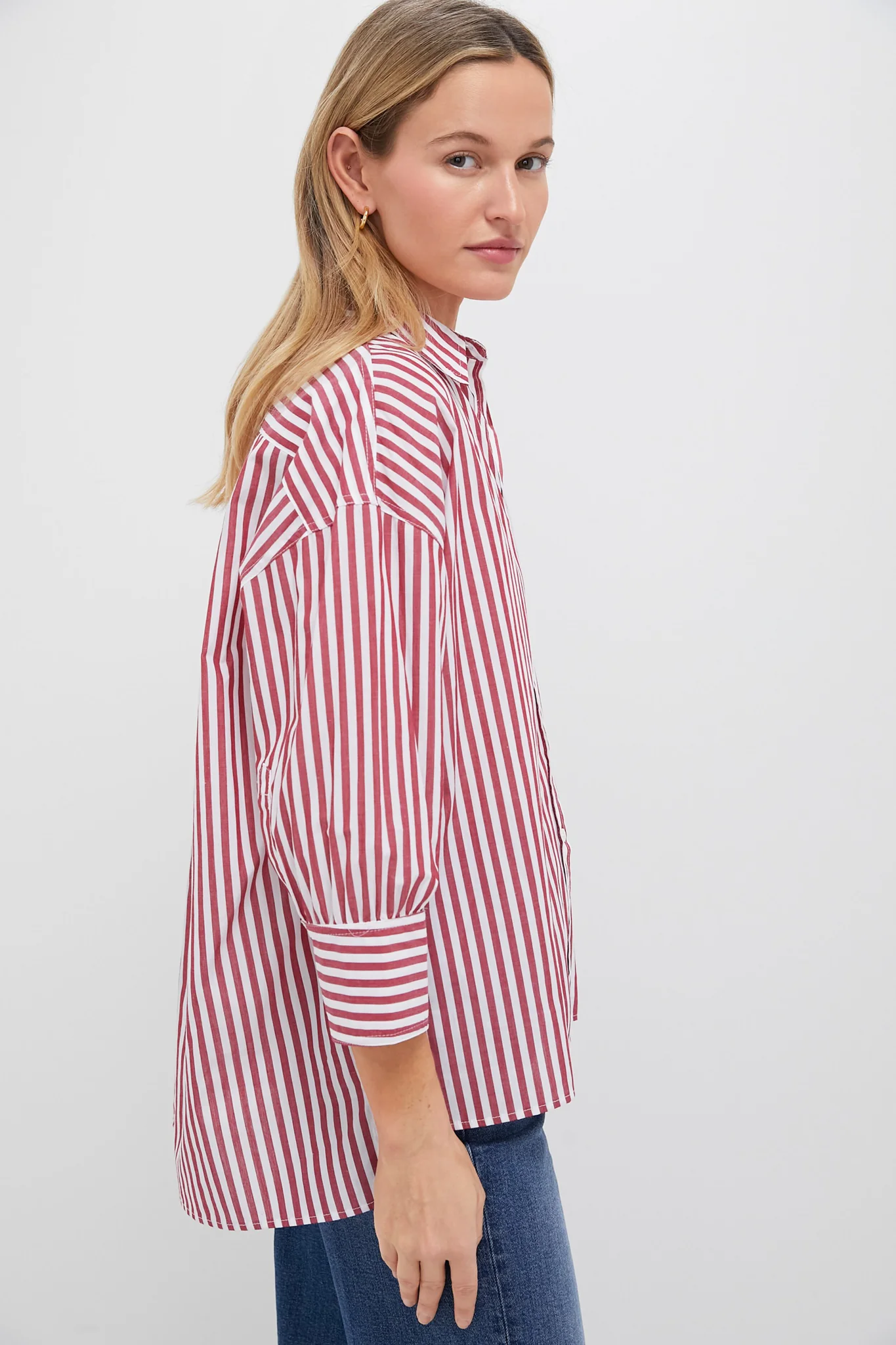 Red Stripe Adair Boyfriend Shirt - Image 4