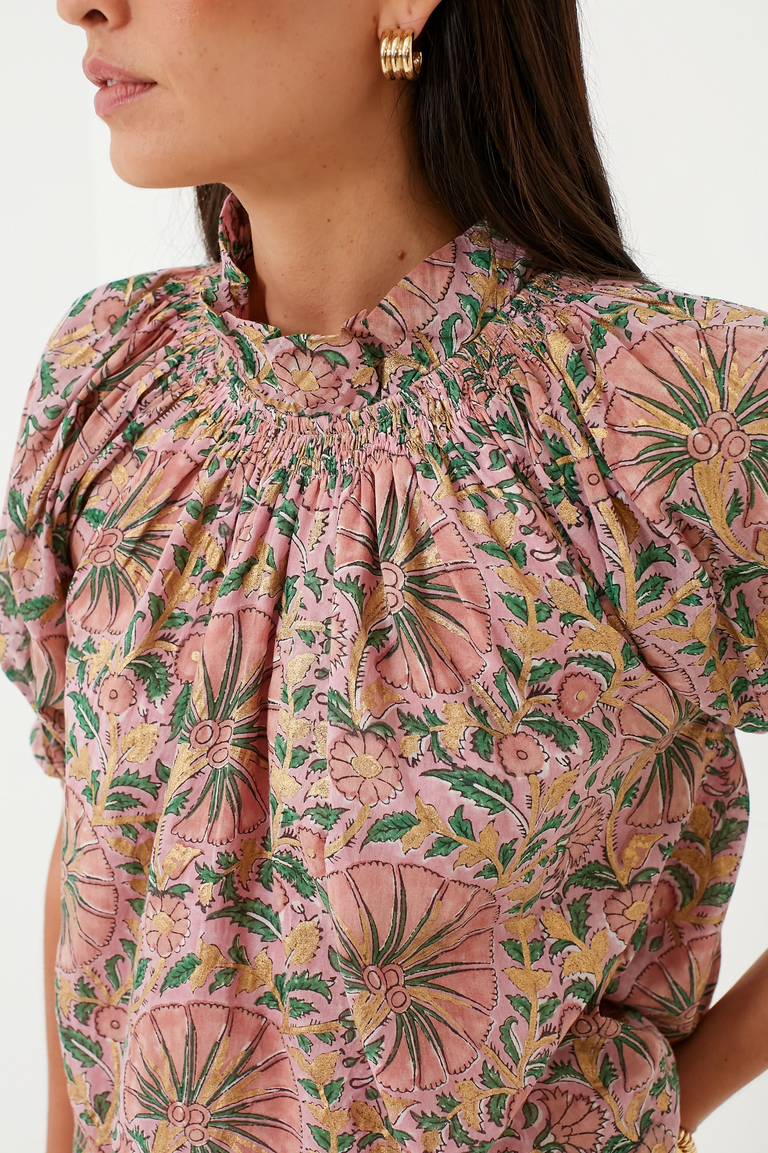 Rose Ankara Smocked Neck Top - Image 5