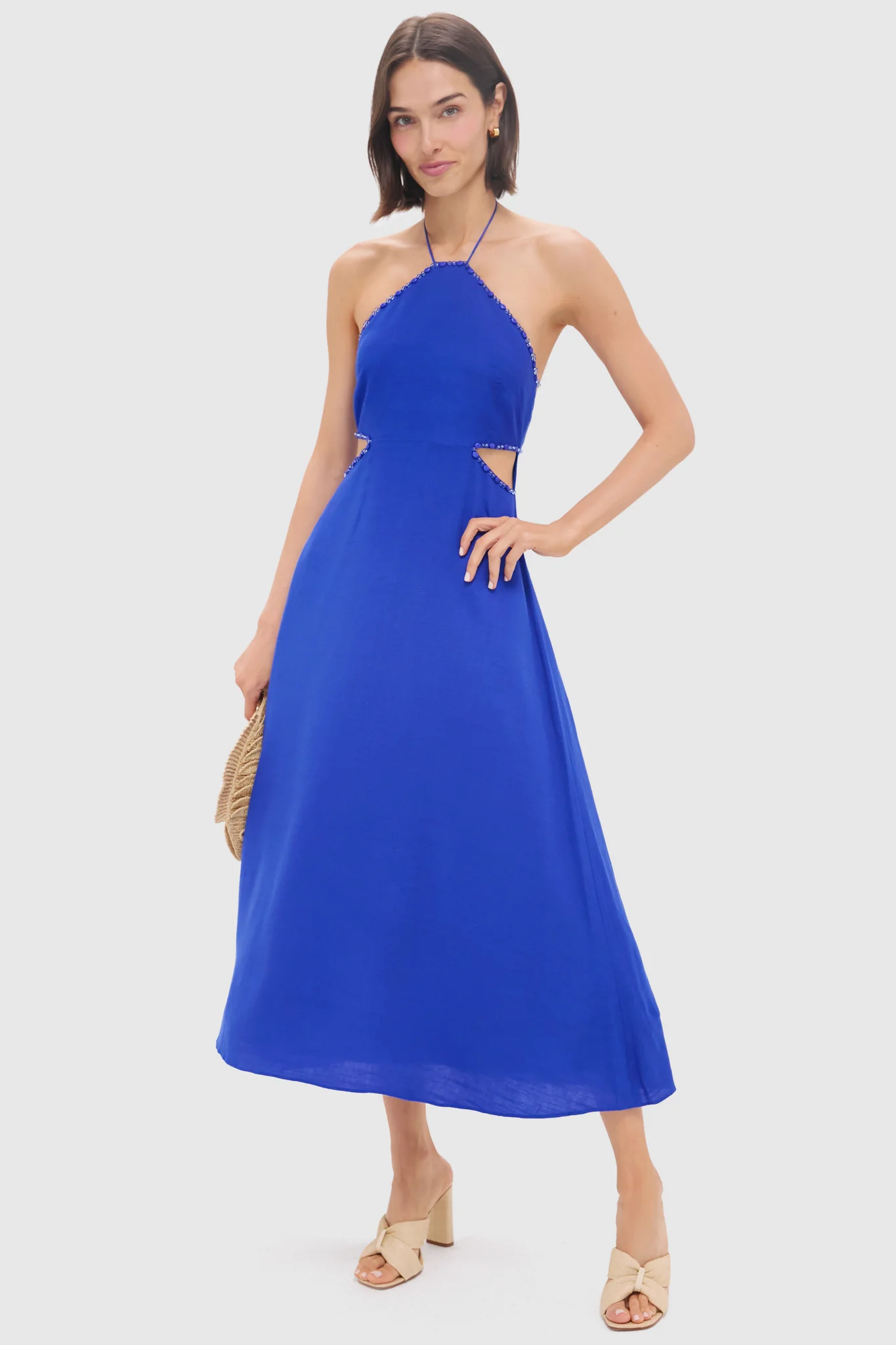 Royal Blue Beaded Azure Midi Dress - Image 6
