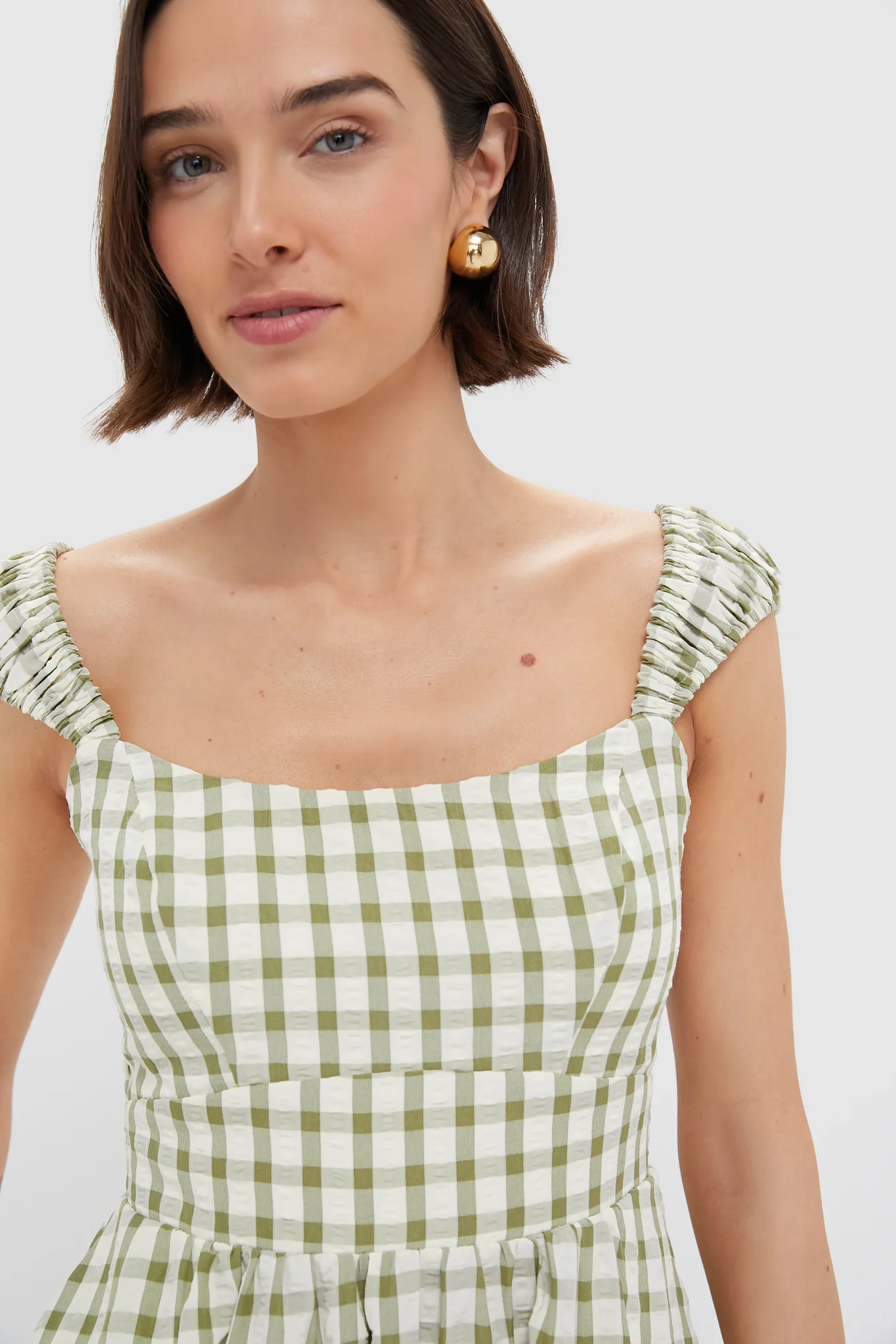 Sage Gingham Seersucker Amy Dress - Image 5