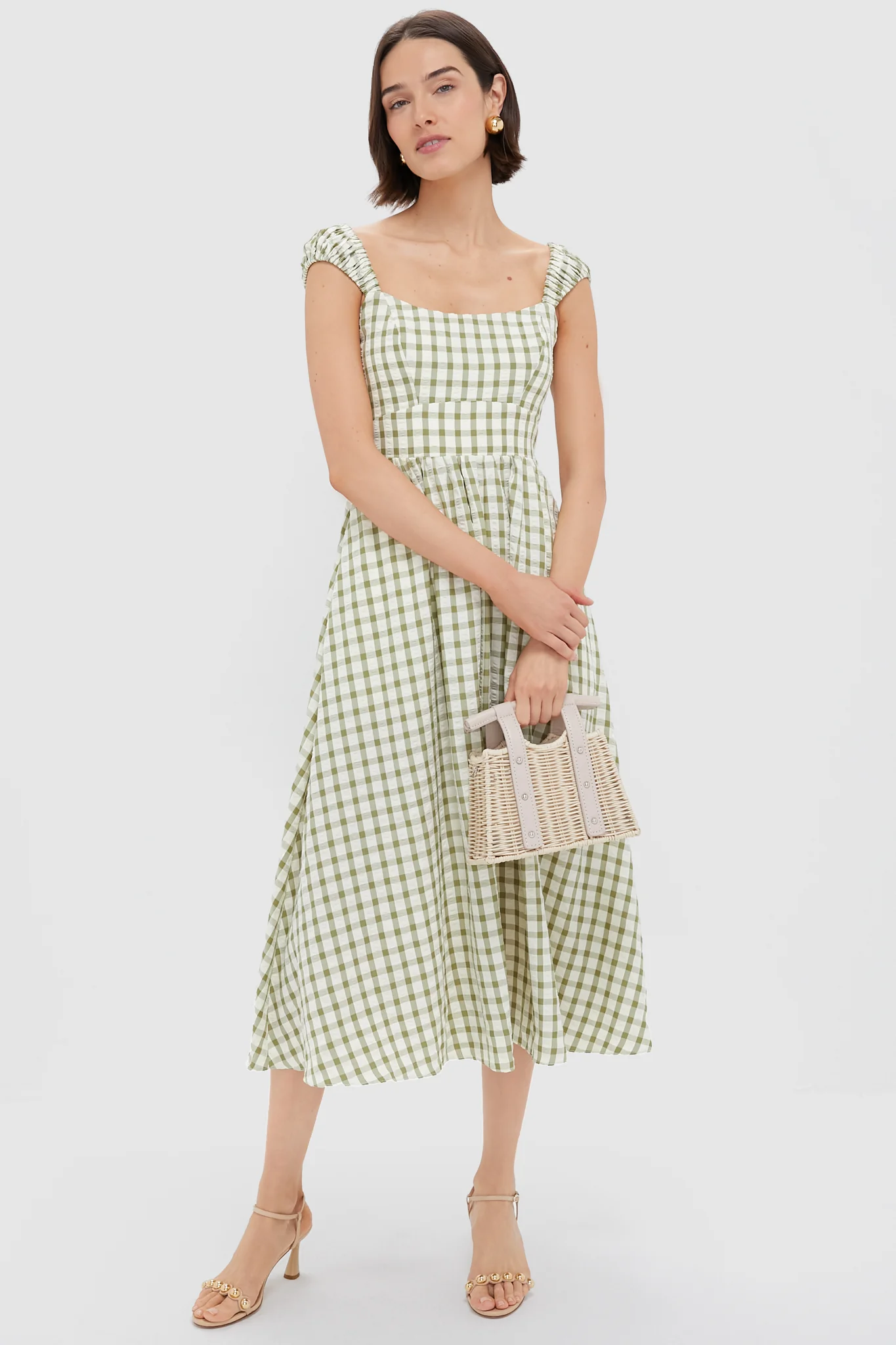 Sage Gingham Seersucker Amy Dress - Image 6