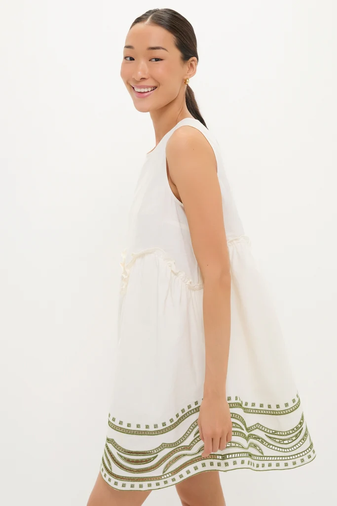 Sage Wave Cotton Joyce Mini Dress - Image 4