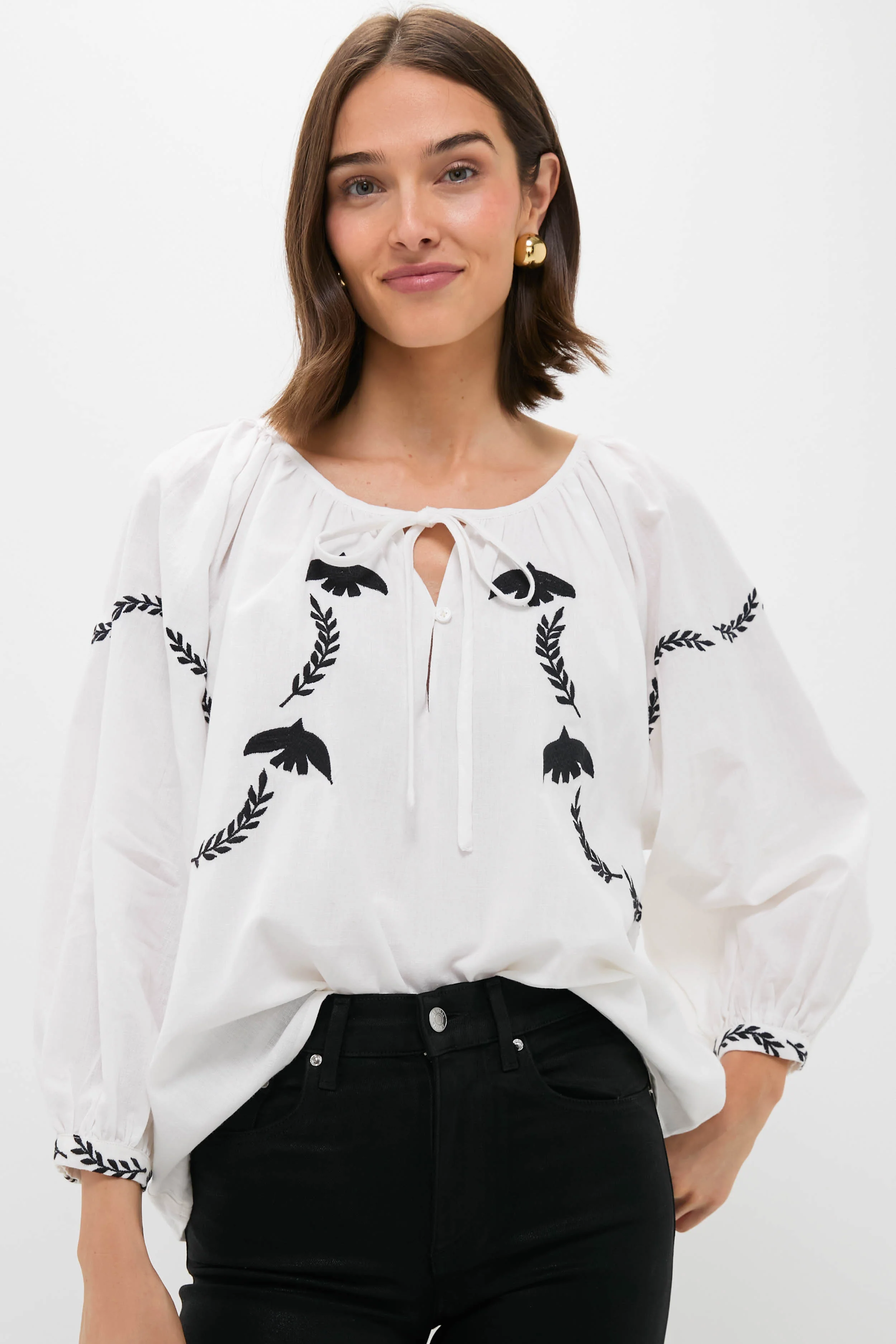 Salt Organic Lucy Dove Embroidery Blouse