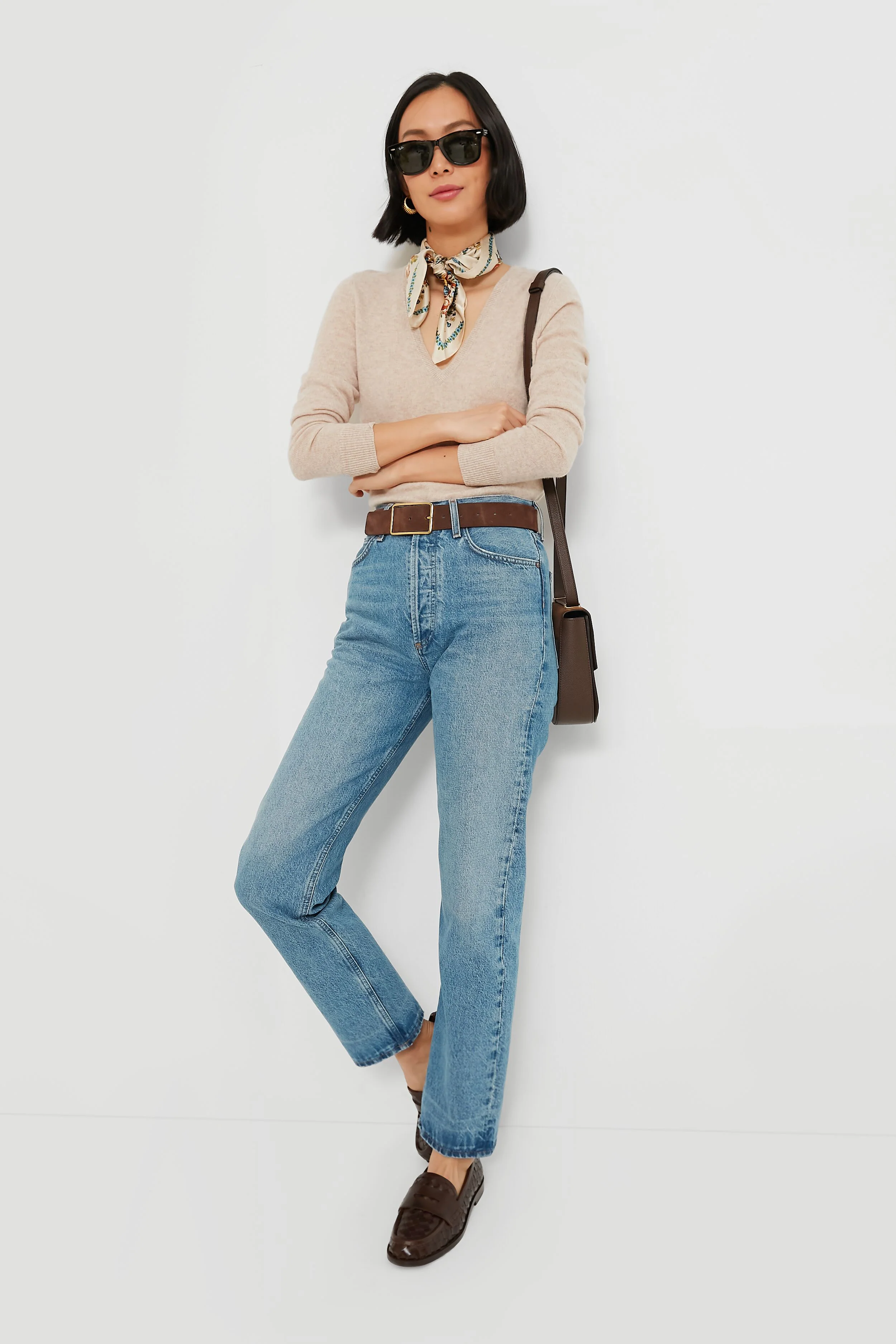 Sandstone Cashmere V-Neck Sweater - Image 2