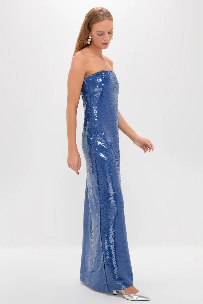 Sapphire Blue Sequin Merritt Column Dress - Image 3