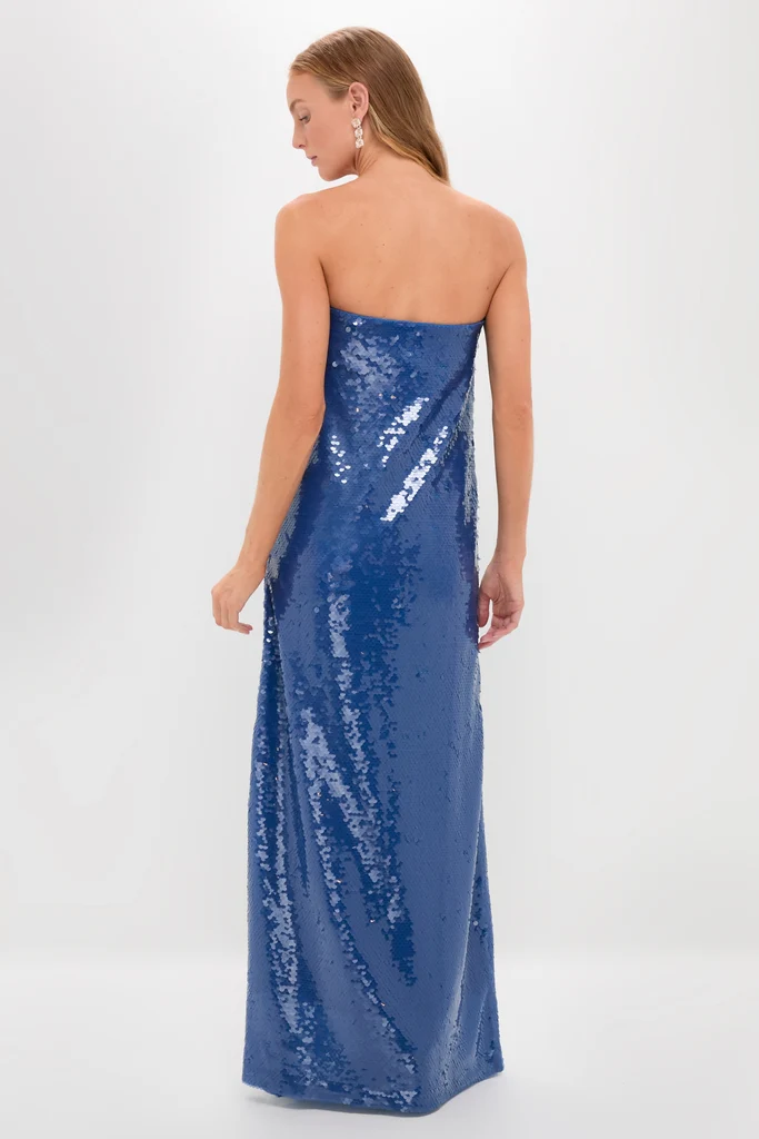 Sapphire Blue Sequin Merritt Column Dress - Image 4