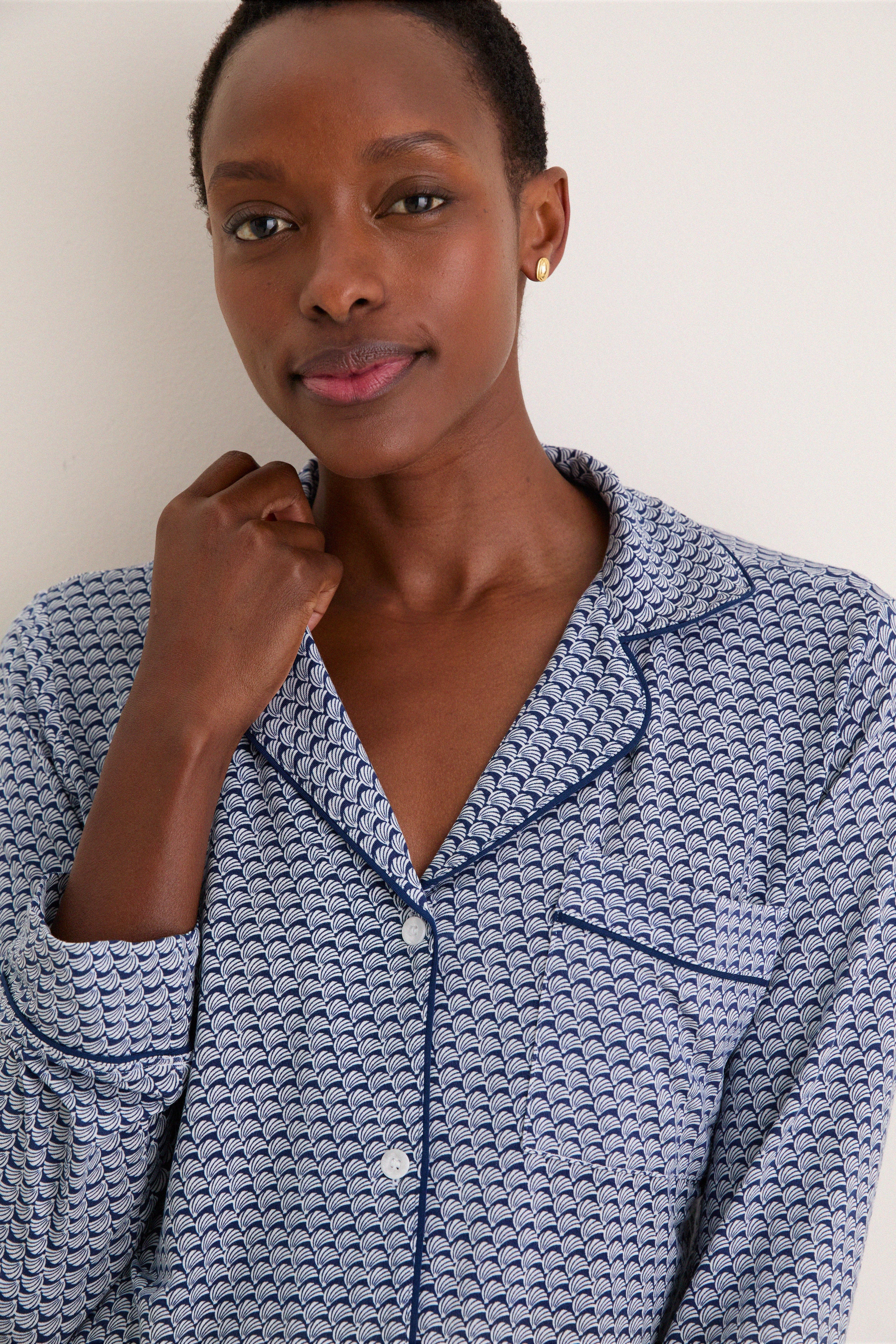 Seashell Navy Gisele Printed Long PJ Set - Image 5
